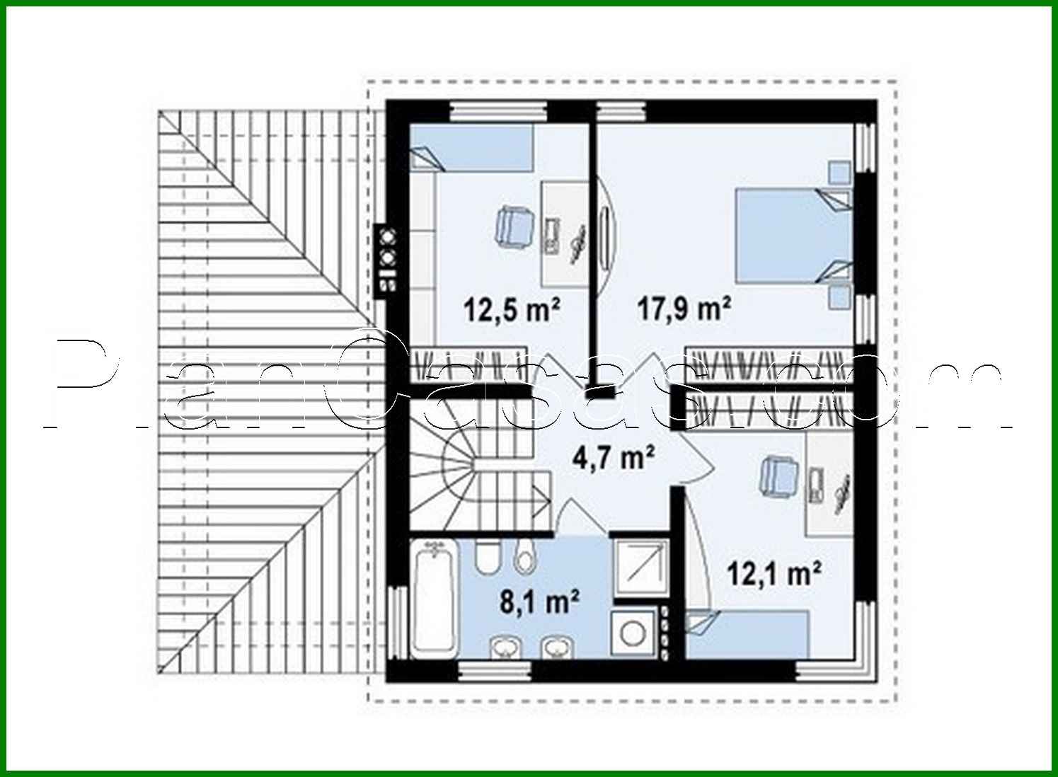 Galería de visualizaciones - Proyecto de una casa moderna de dos plantas con tres dormitorios y garaje