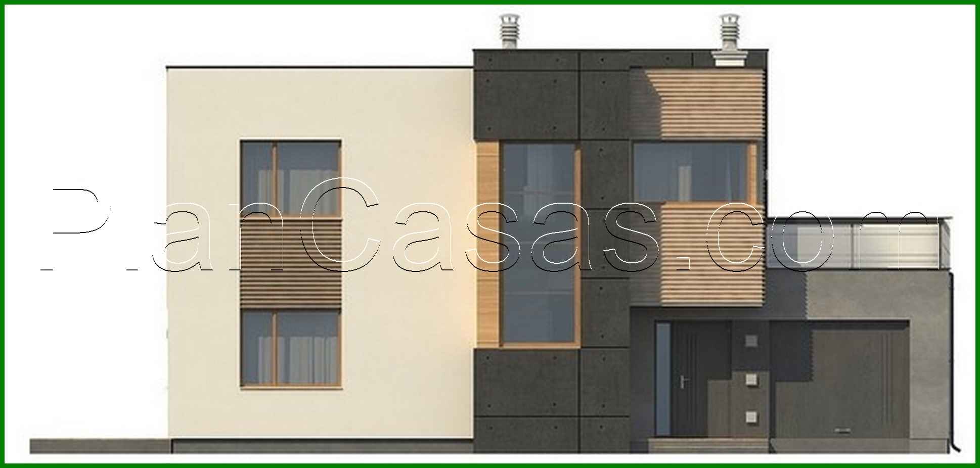 Galería de visualizaciones - Proyecto de una casa de campo modernista de dos plantas con garaje y terraza