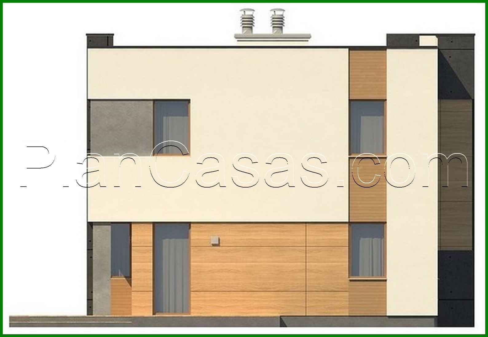 Galería de visualizaciones - Proyecto de una casa de campo modernista de dos plantas con garaje y terraza