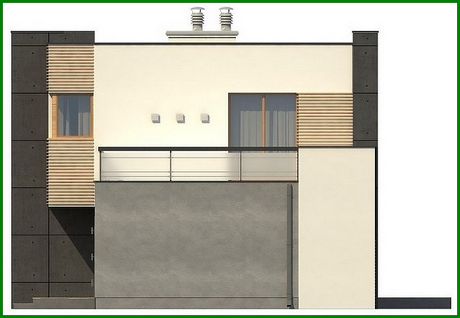 Galería de visualizaciones - Proyecto de una casa de campo modernista de dos plantas con garaje y terraza
