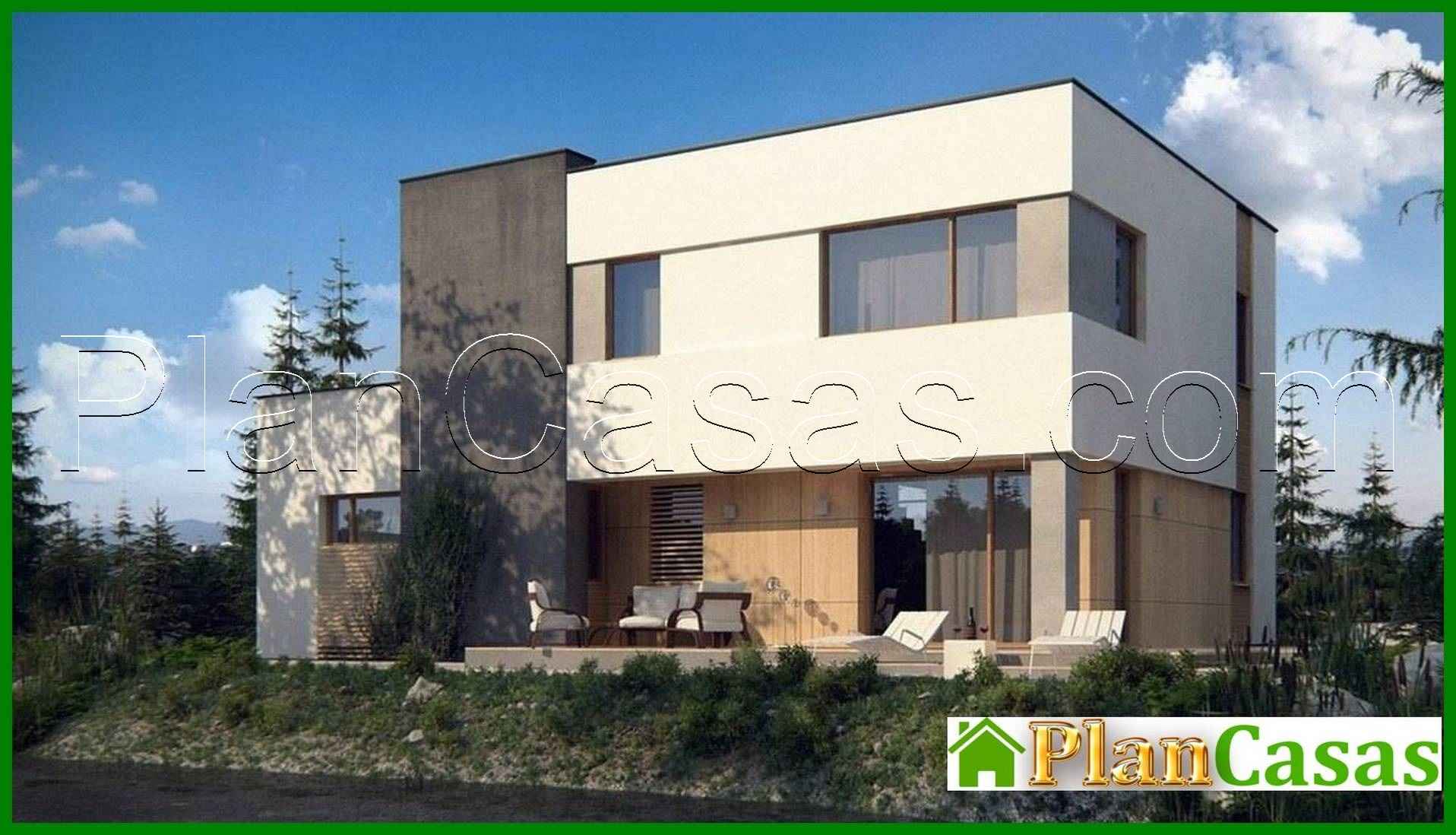 Proyecto de una casa de campo modernista de dos plantas con garaje y terraza