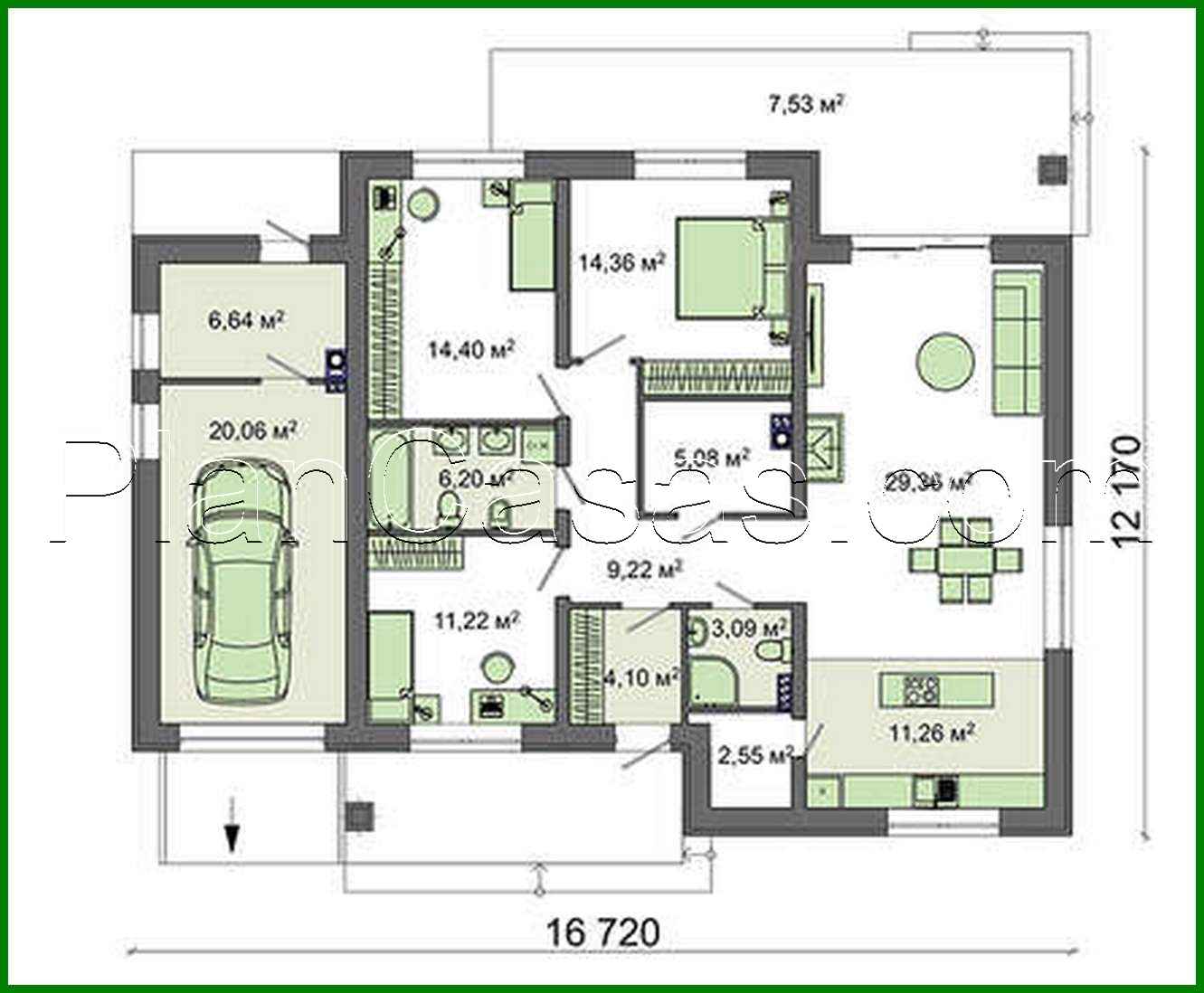 Galería de visualizaciones - Proyecto de una casa de campo de una planta con ático