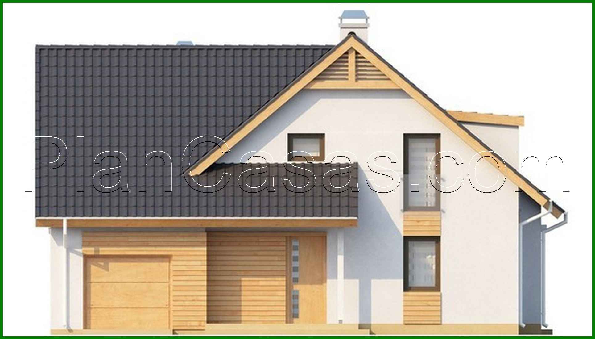 Visualization gallery - Project of a cottage with skylights and frontal garage