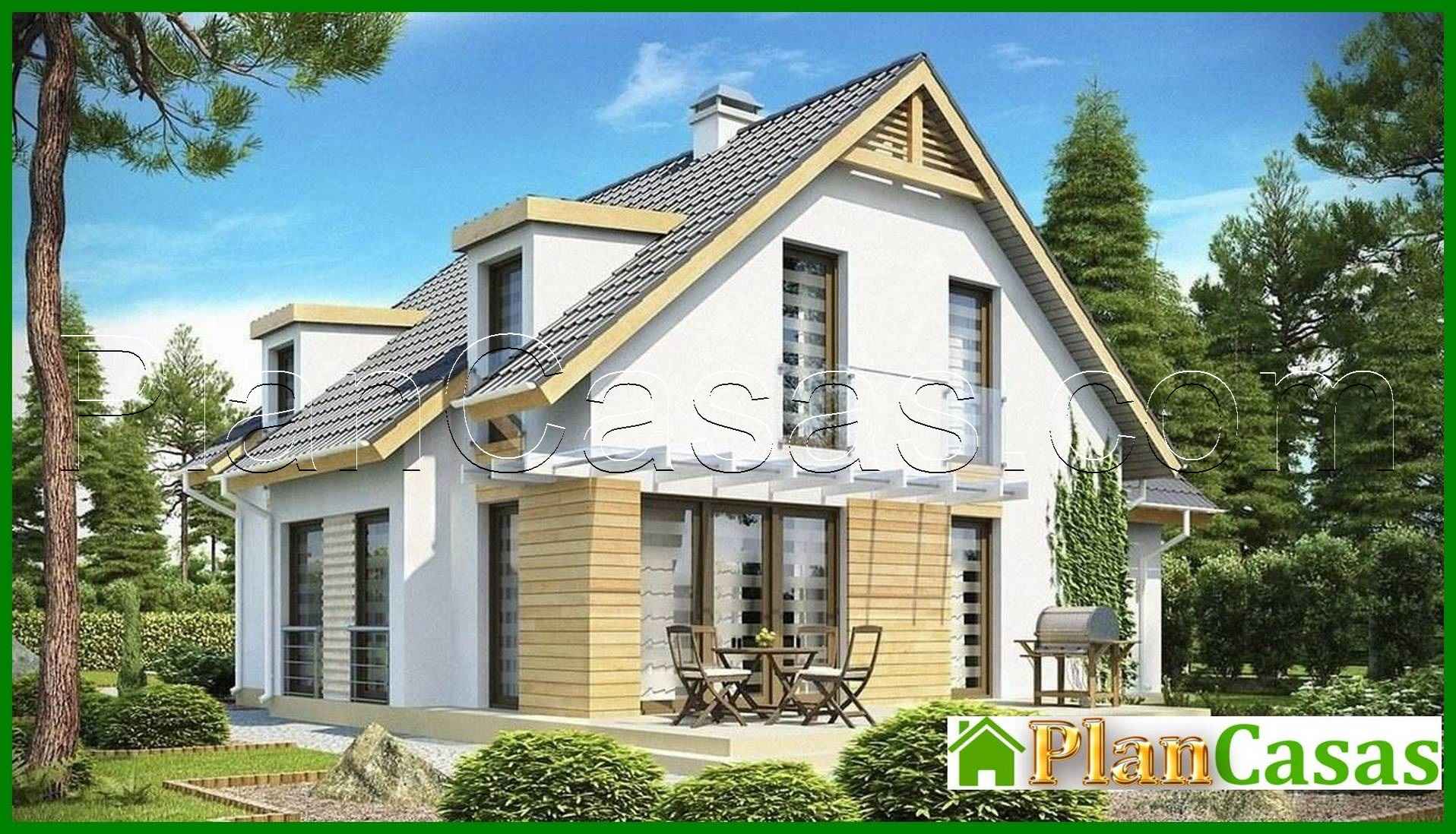 Project of a cottage with skylights and frontal garage