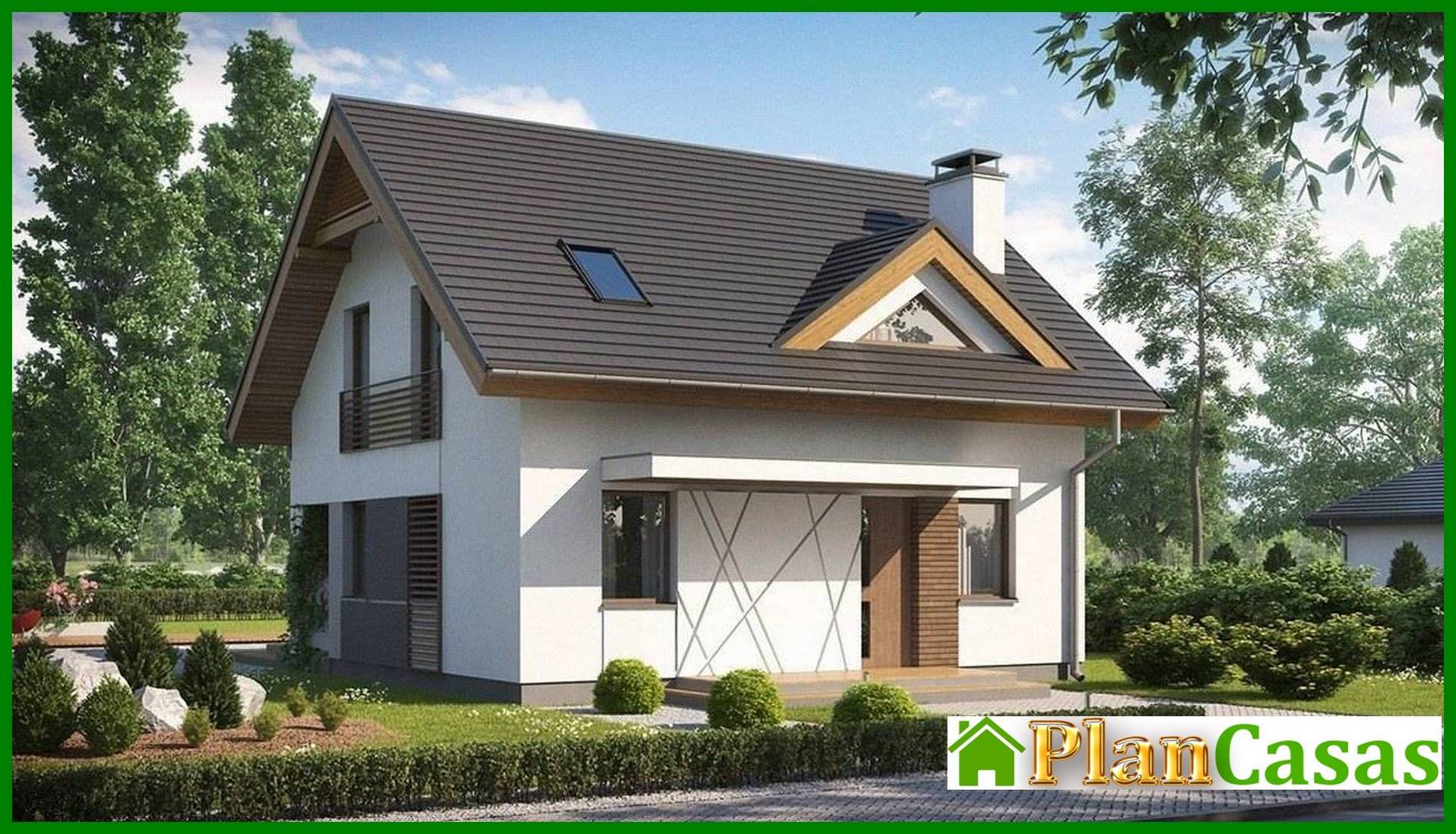 Galería de visualizaciones - Proyecto de una pequeña casa de campo con ventanas de tejado