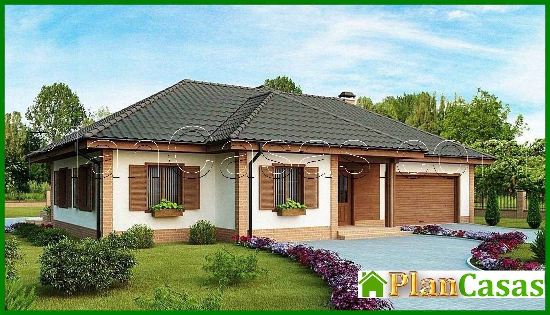 Amplia casa de campo de una planta con garaje para dos coches