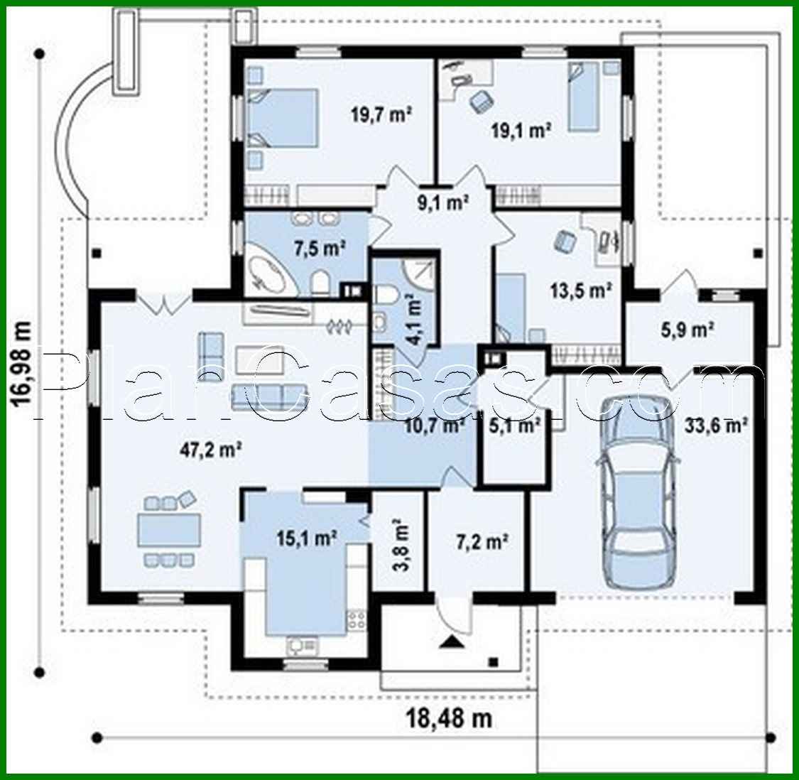 Galería de visualizaciones - Amplia casa de campo de una planta con garaje para dos coches