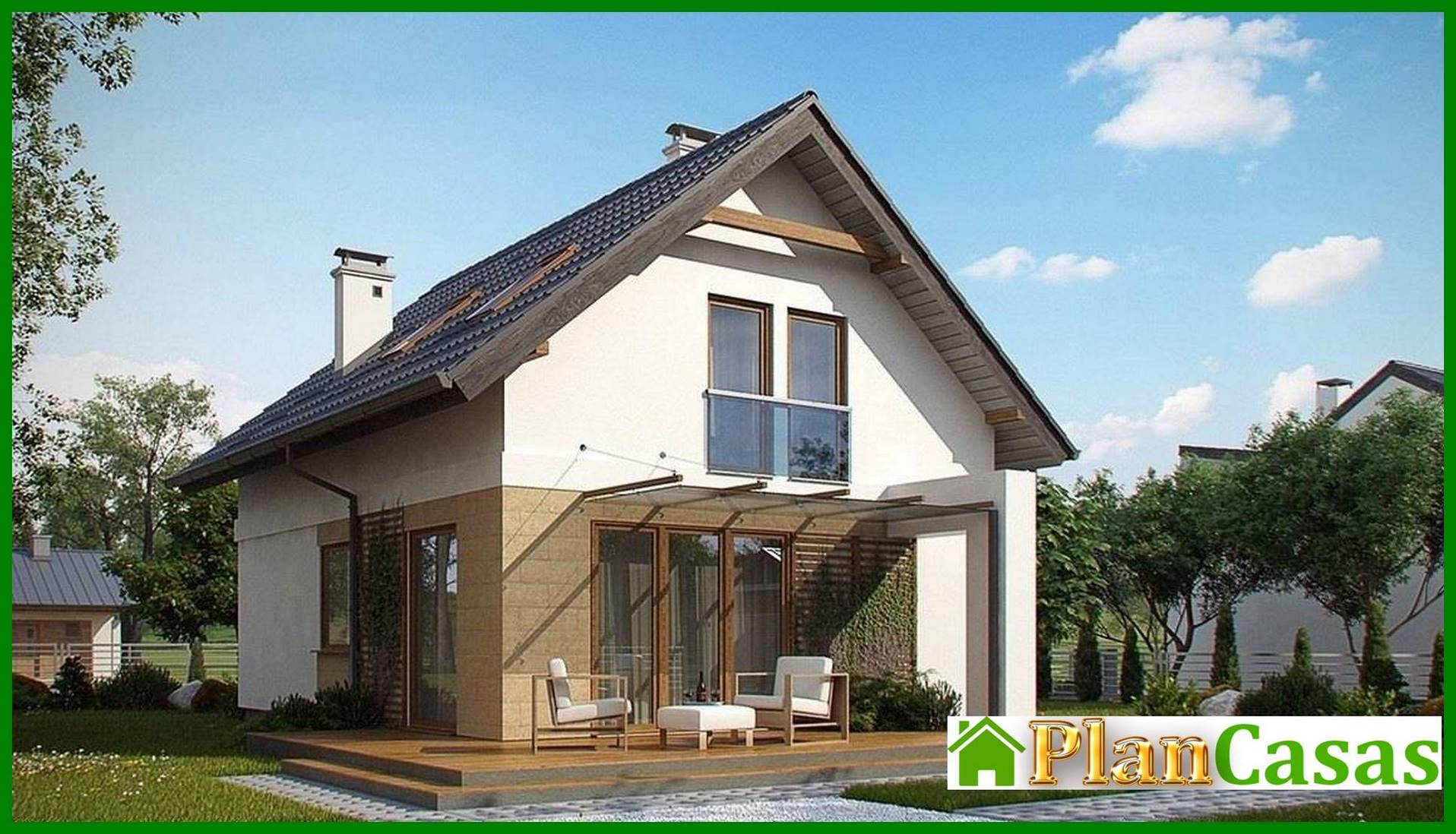 Galería de visualizaciones - Proyecto de una pequeña casa de campo para una parcela estrecha