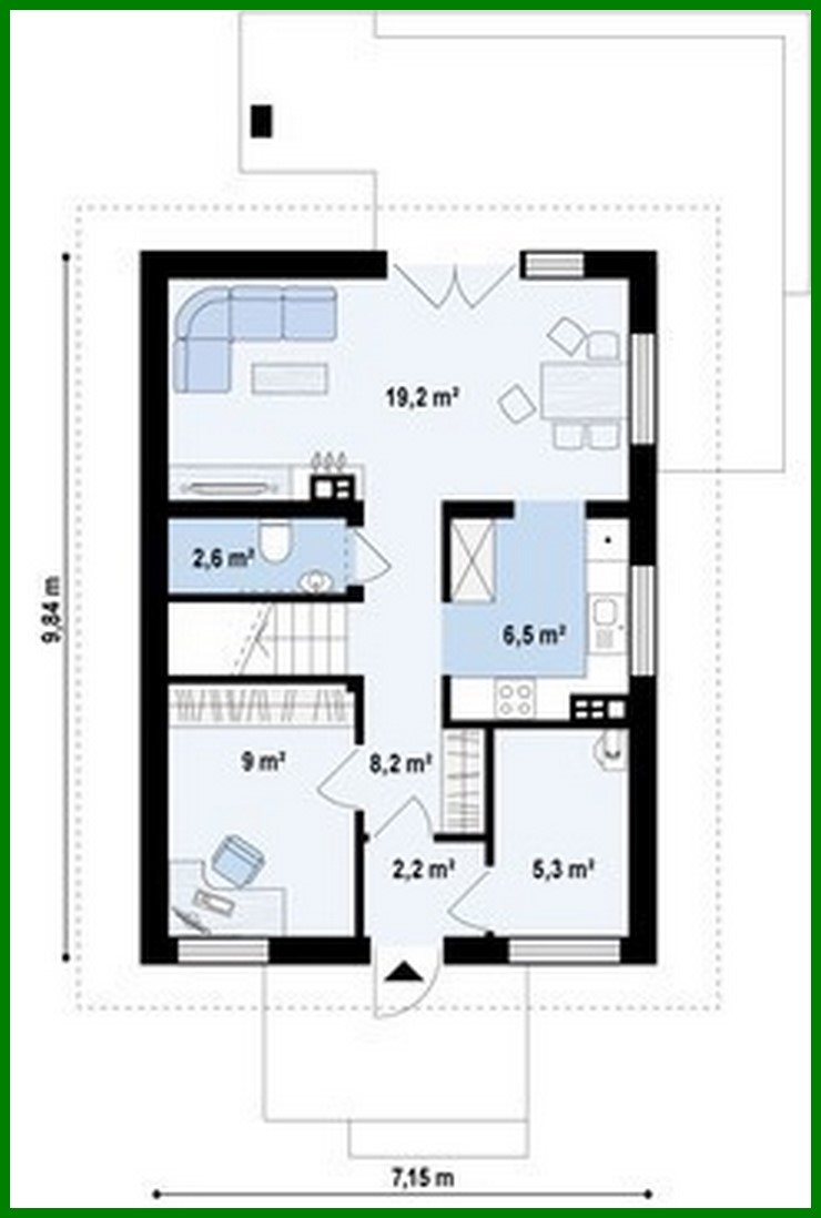 Galería de visualizaciones - Proyecto de una pequeña casa de campo para una parcela estrecha