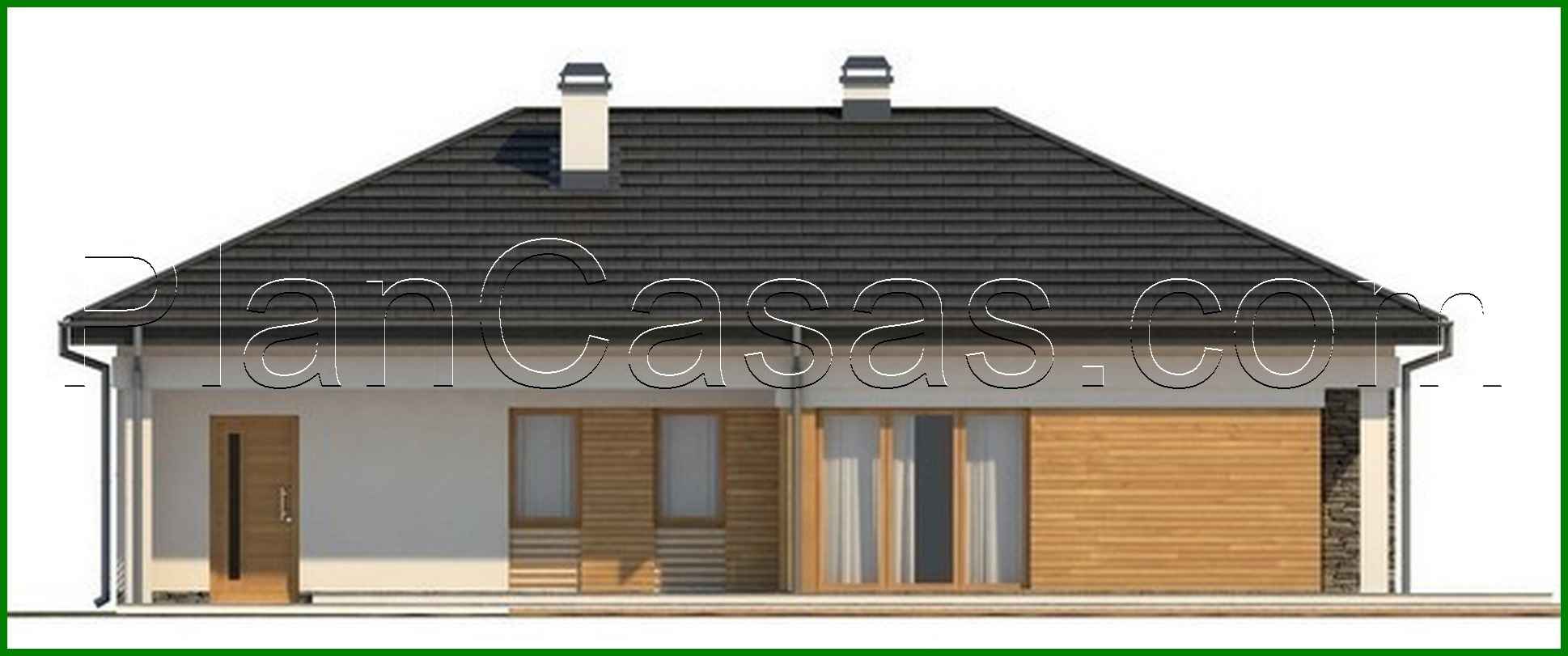 Visualization gallery - Project of a functional one-story cottage with a garage for 2 cars