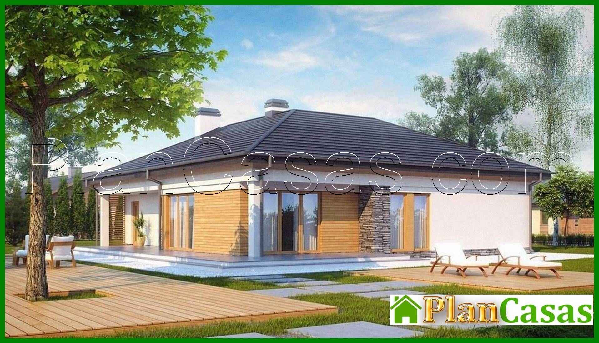 Visualization gallery - Project of a functional one-story cottage with a garage for 2 cars