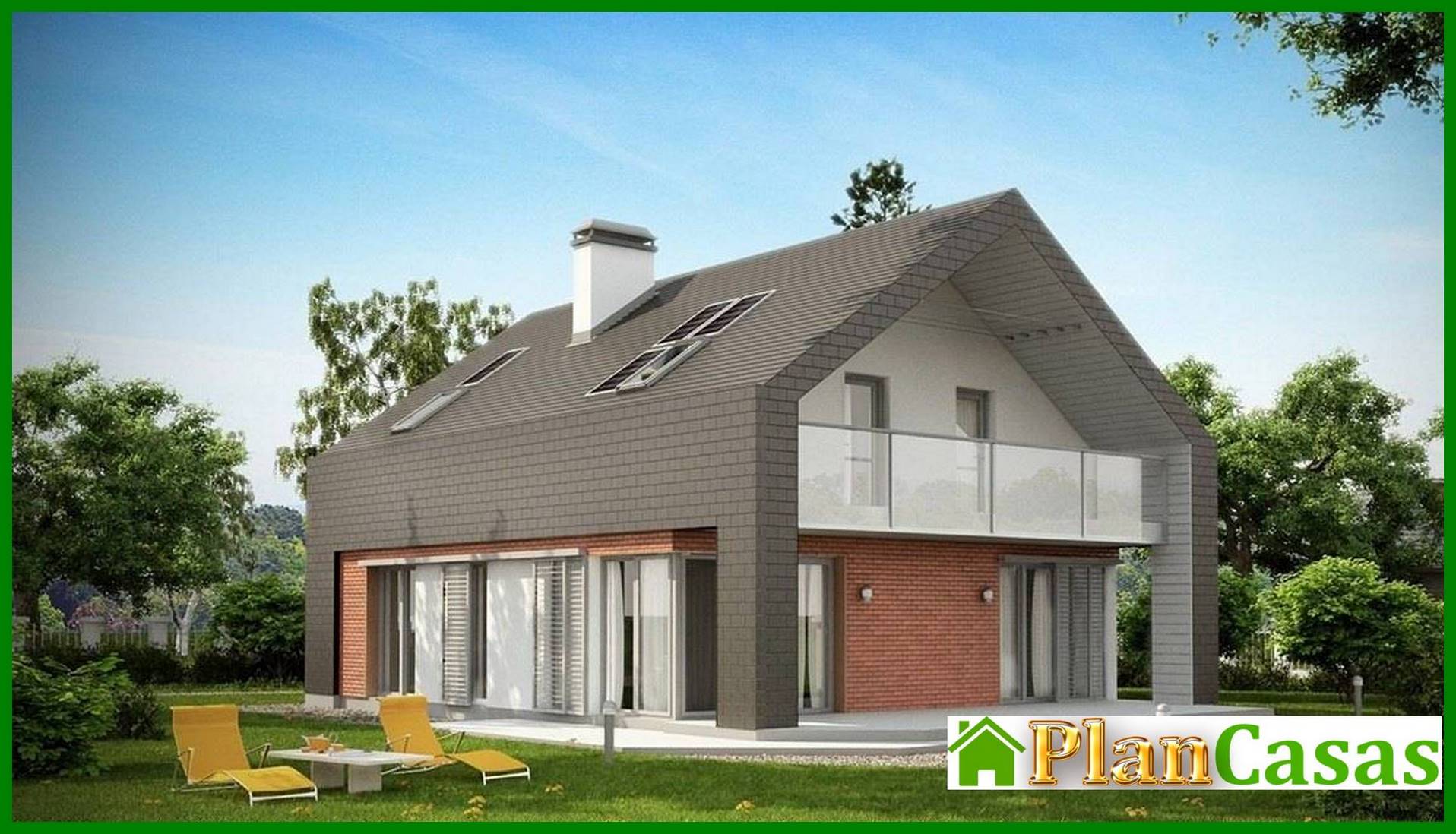 Galería de visualizaciones - Proyecto de una casa de campo práctica con un ático inusual y fachada de ladrillo