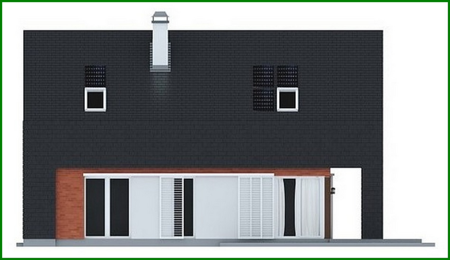 Galería de visualizaciones - Proyecto de una casa de campo práctica con un ático inusual y fachada de ladrillo