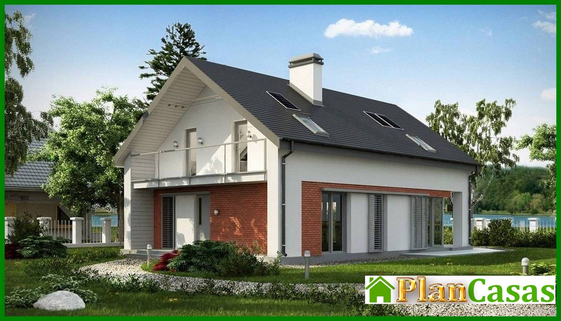 Galería de visualizaciones - Proyecto de una casa de campo práctica con un ático inusual y fachada de ladrillo