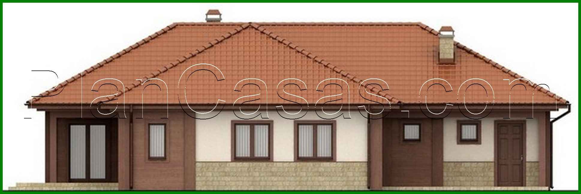 Galería de visualizaciones - Proyecto de una casa espaciosa y cómoda de una planta con techo a dos aguas y garaje para 1 coche