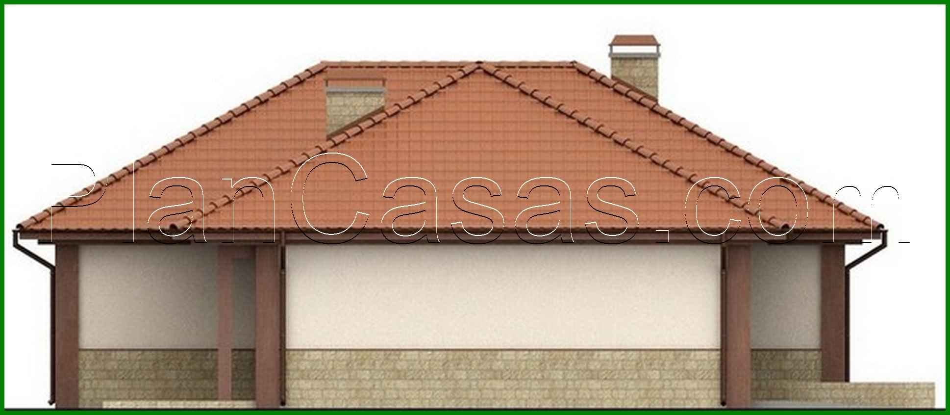 Galería de visualizaciones - Proyecto de una casa espaciosa y cómoda de una planta con techo a dos aguas y garaje para 1 coche