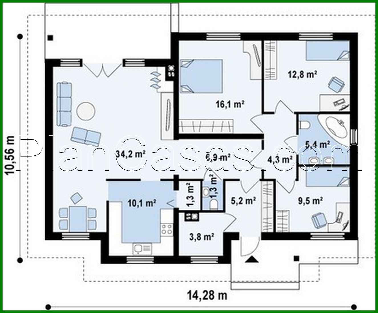 Visualization gallery - The project of a one-story house with a sloping roof
