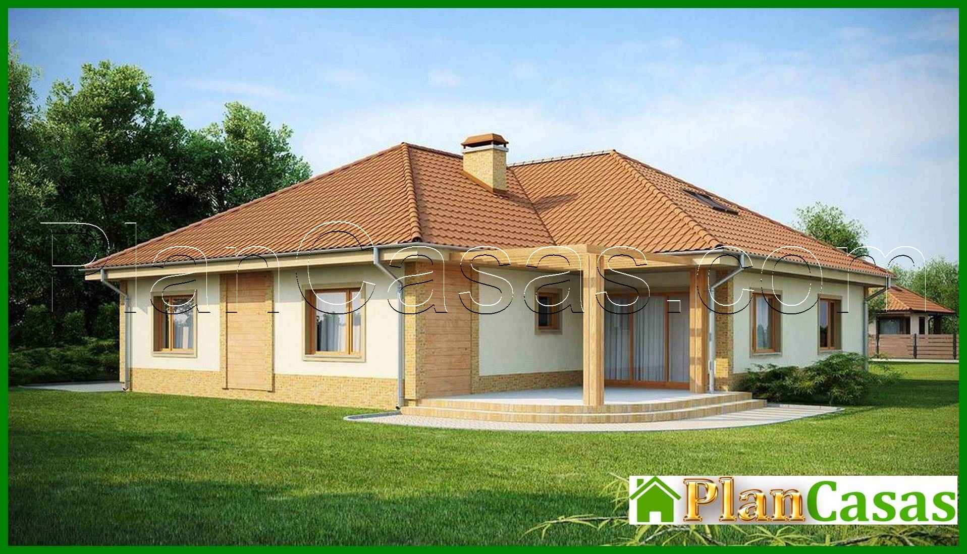 Single-storey cottage project with a garage for 2 cars