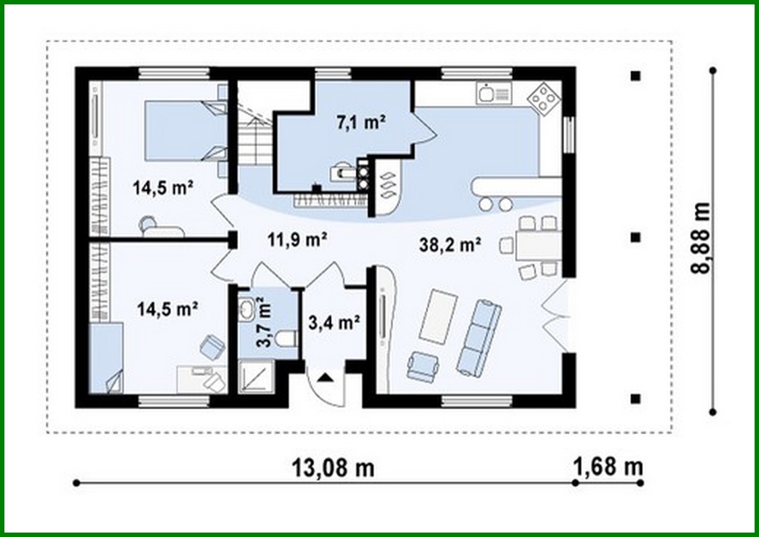 Visualization gallery - The classic design of a 1.5-storey cottage