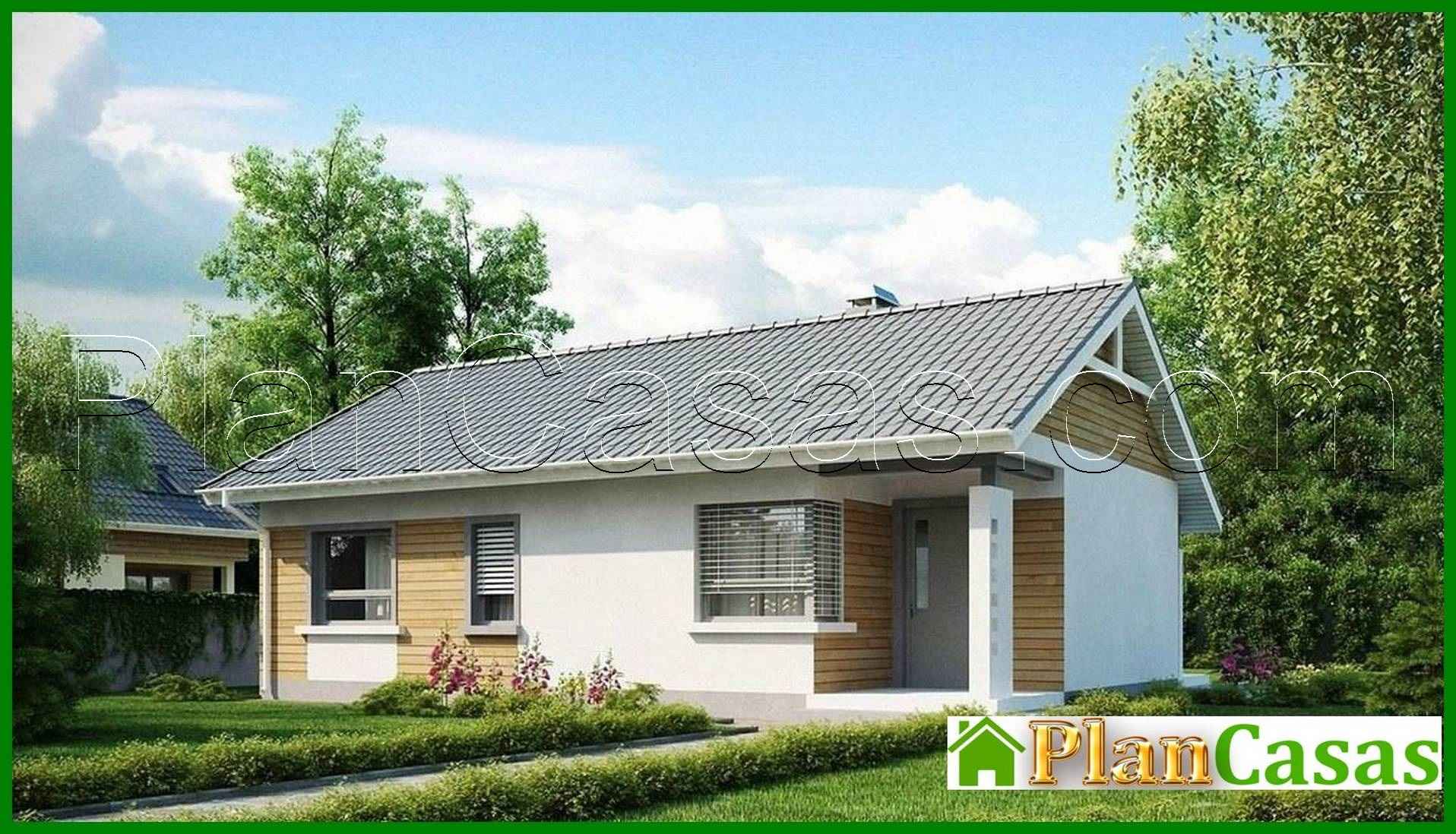 The project of a compact one-story house with a corner kitchen window