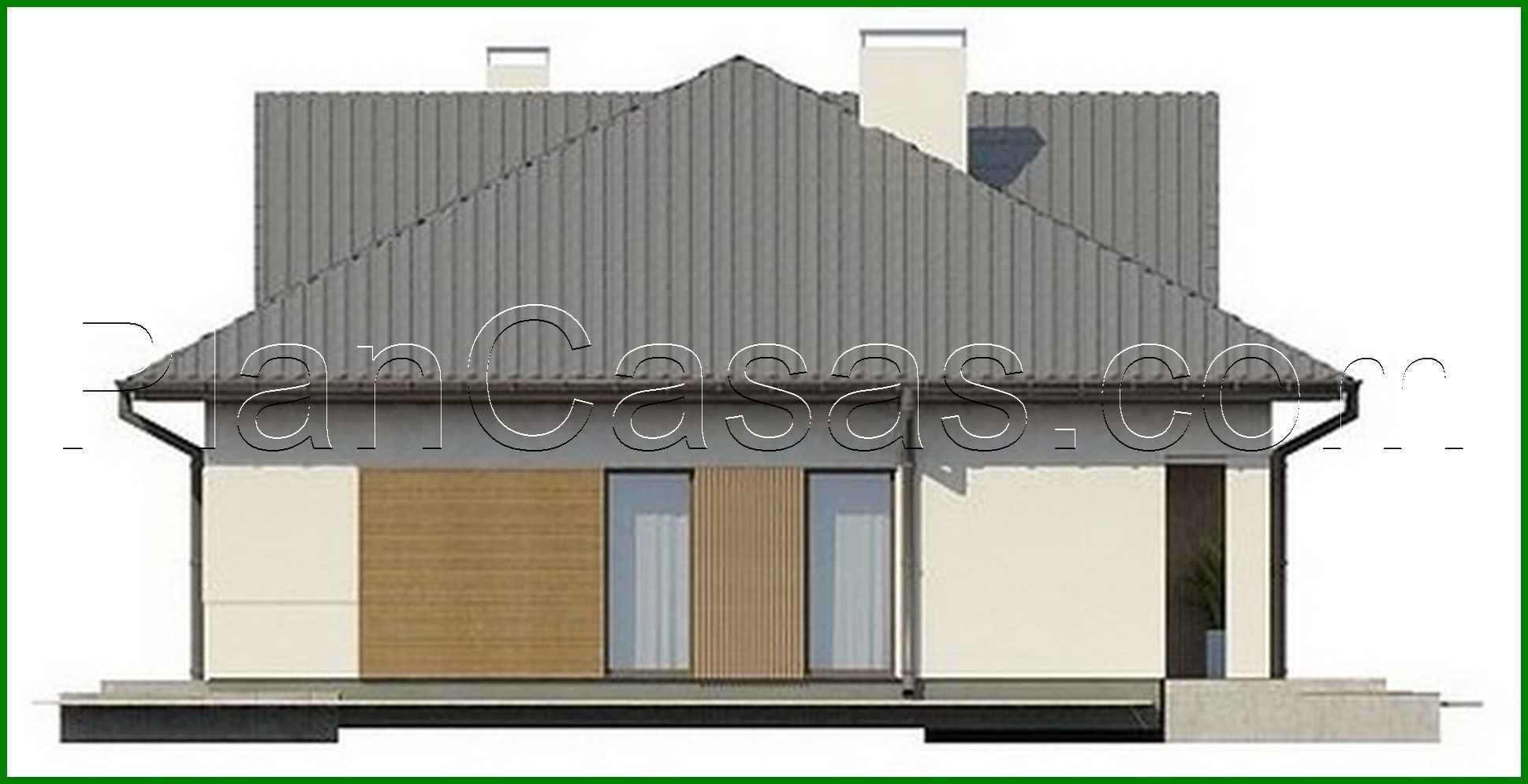 Visualization gallery - The project of a one-story cottage with an original facade and a four-pitched roof