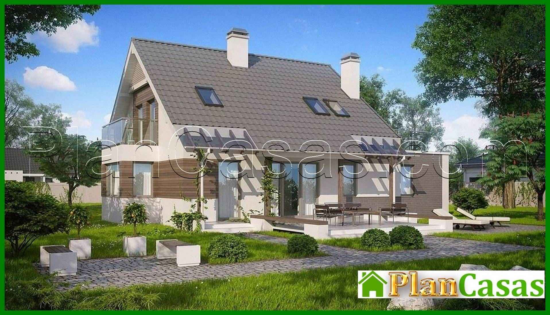 Proyecto de una casa pequeña con terraza sobre el garaje