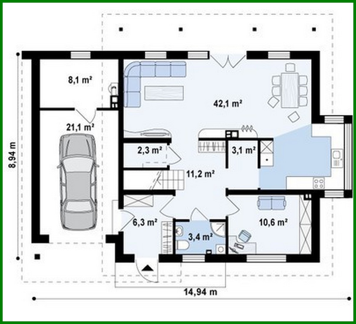 Galería de visualizaciones - Proyecto de una casa pequeña con terraza sobre el garaje