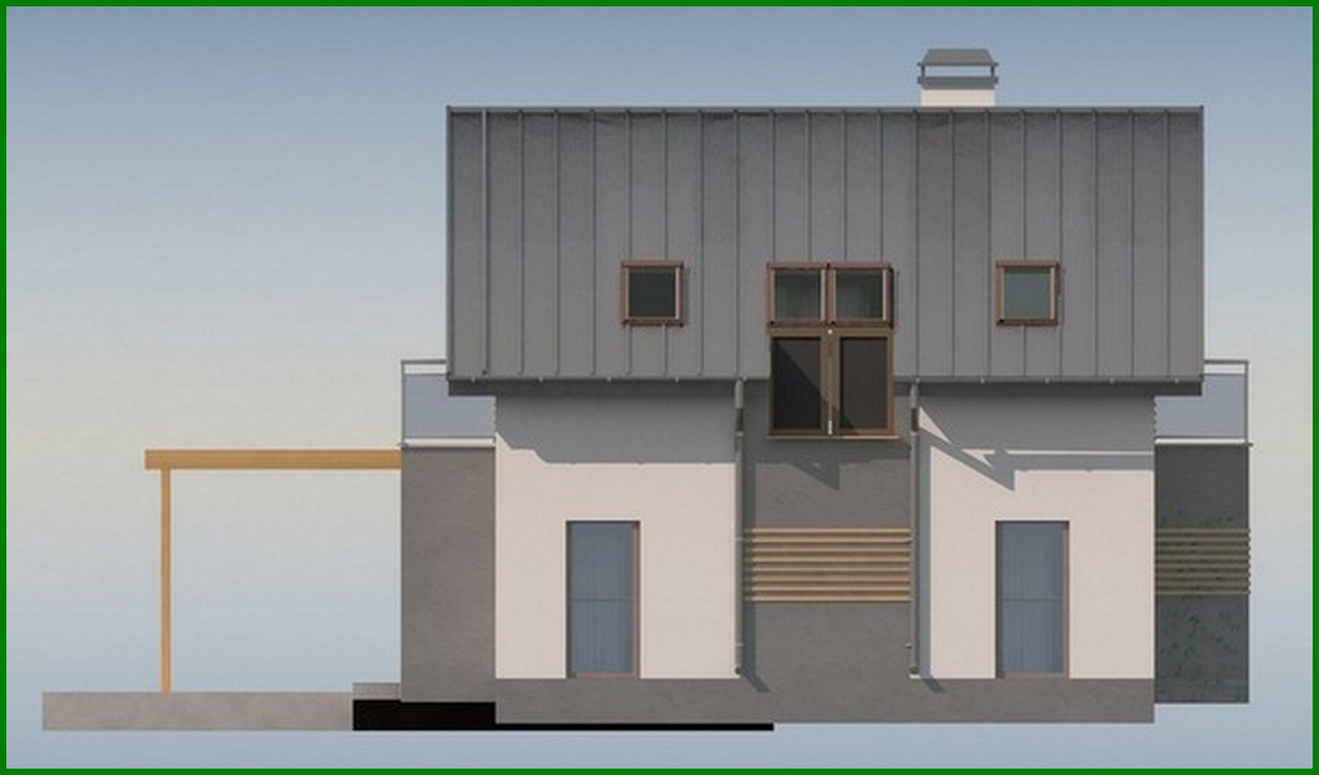 Visualization gallery - Project of a modern stylish house with a bay window and an unusual balcony