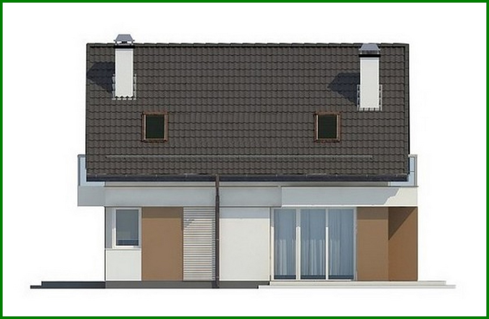 Galería de visualizaciones - Proyecto de una casa de campo pequeña y ordenada con ático y techo a dos aguas