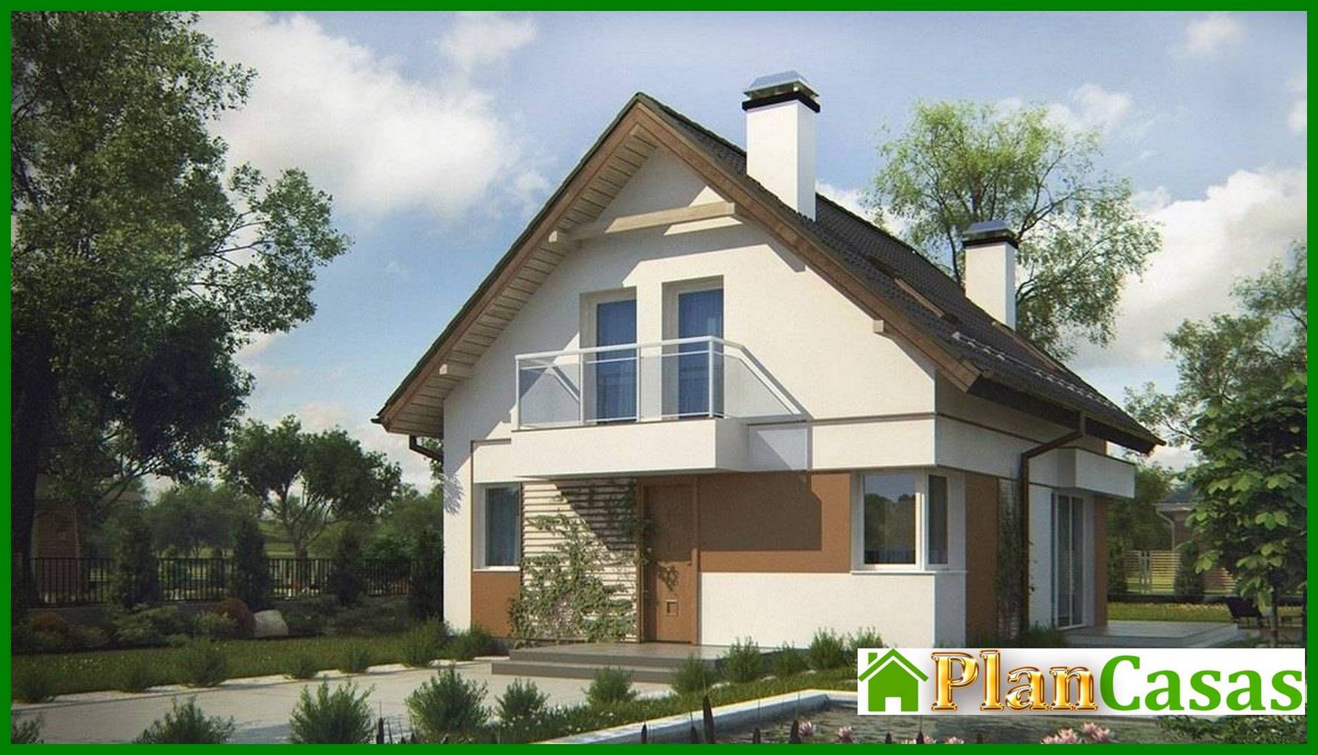 Galería de visualizaciones - Proyecto de una casa de campo pequeña y ordenada con ático y techo a dos aguas