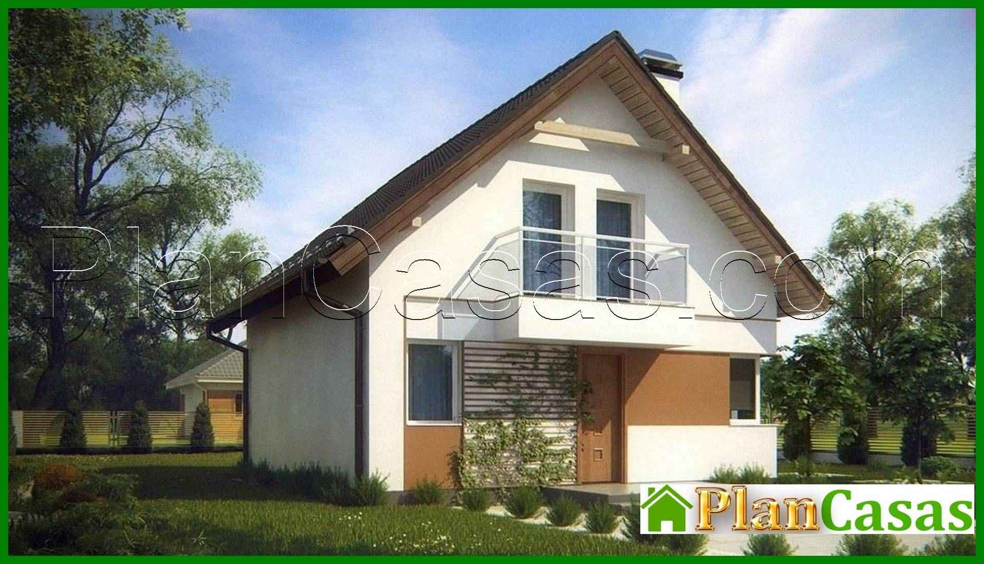 Galería de visualizaciones - Proyecto de una casa de campo pequeña y ordenada con ático y techo a dos aguas