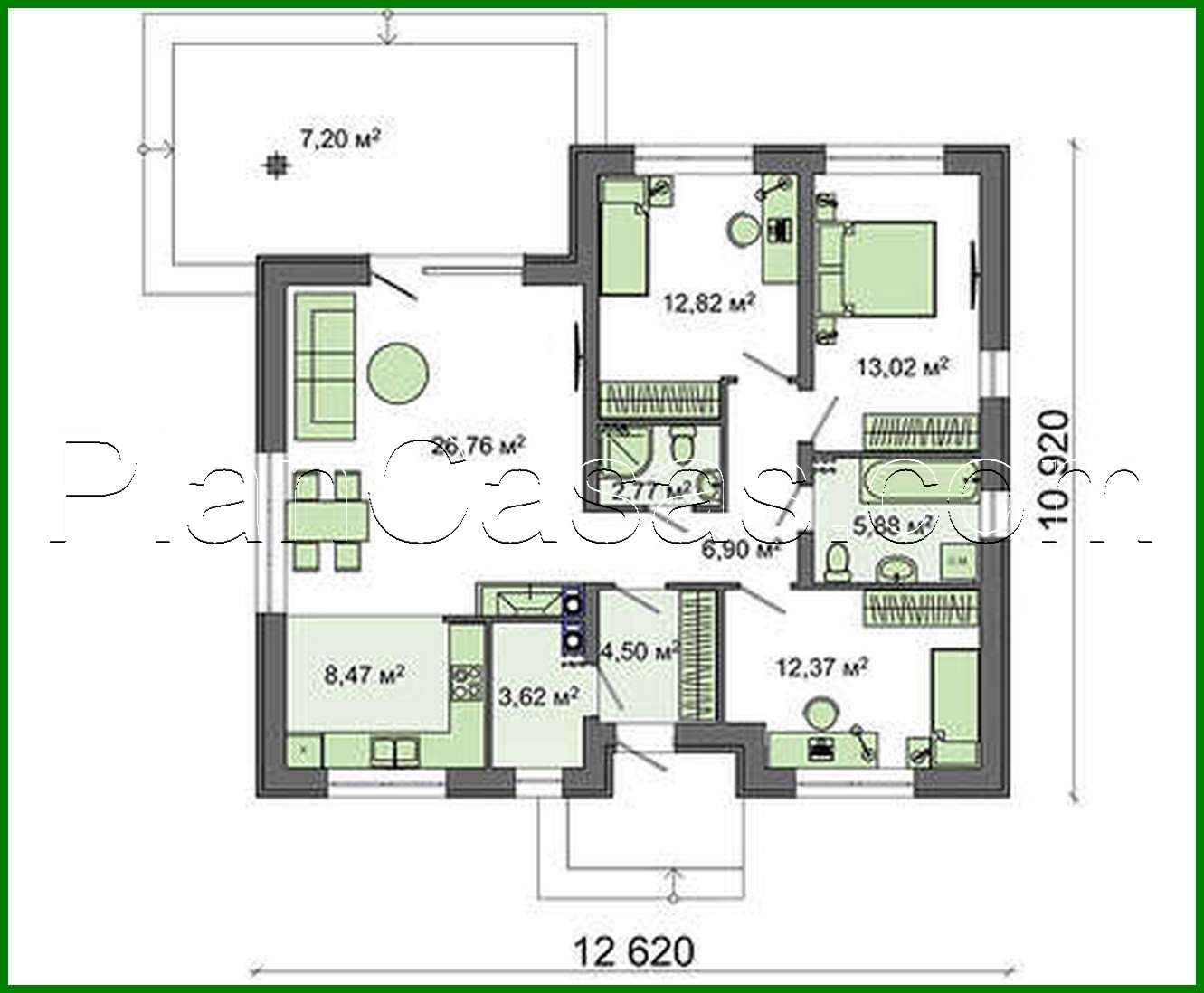 Galería de visualizaciones - Proyecto de una casa clásica elegante de una planta