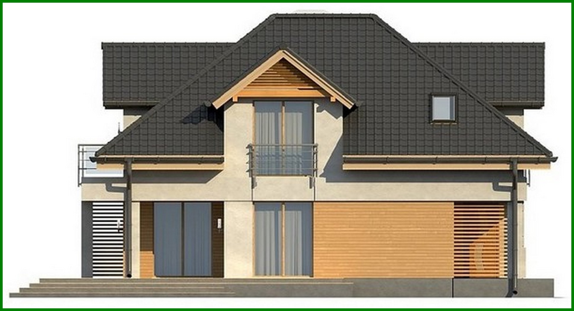 Visualization gallery - Project of a beautiful house with an attic and a garage