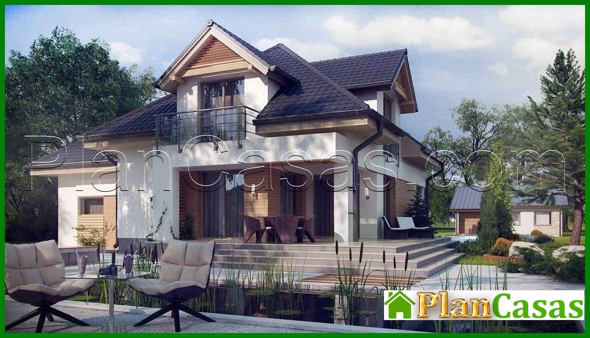 Project of a beautiful house with an attic and a garage