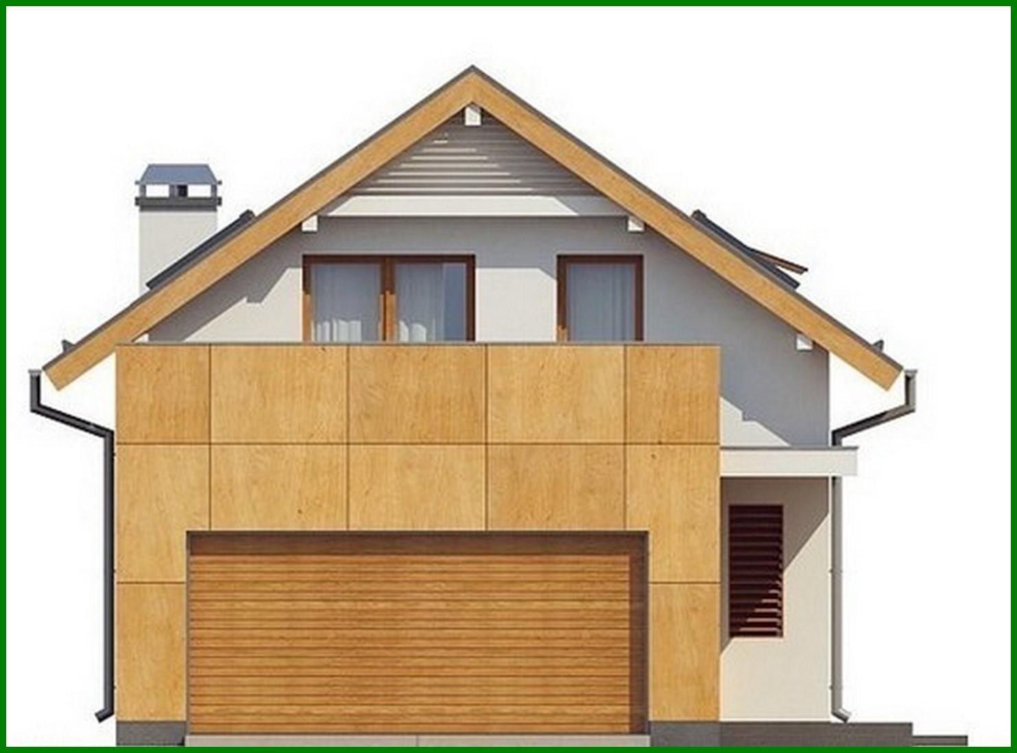 Visualization gallery - Project of a house with an attic and a garage for a narrow plot