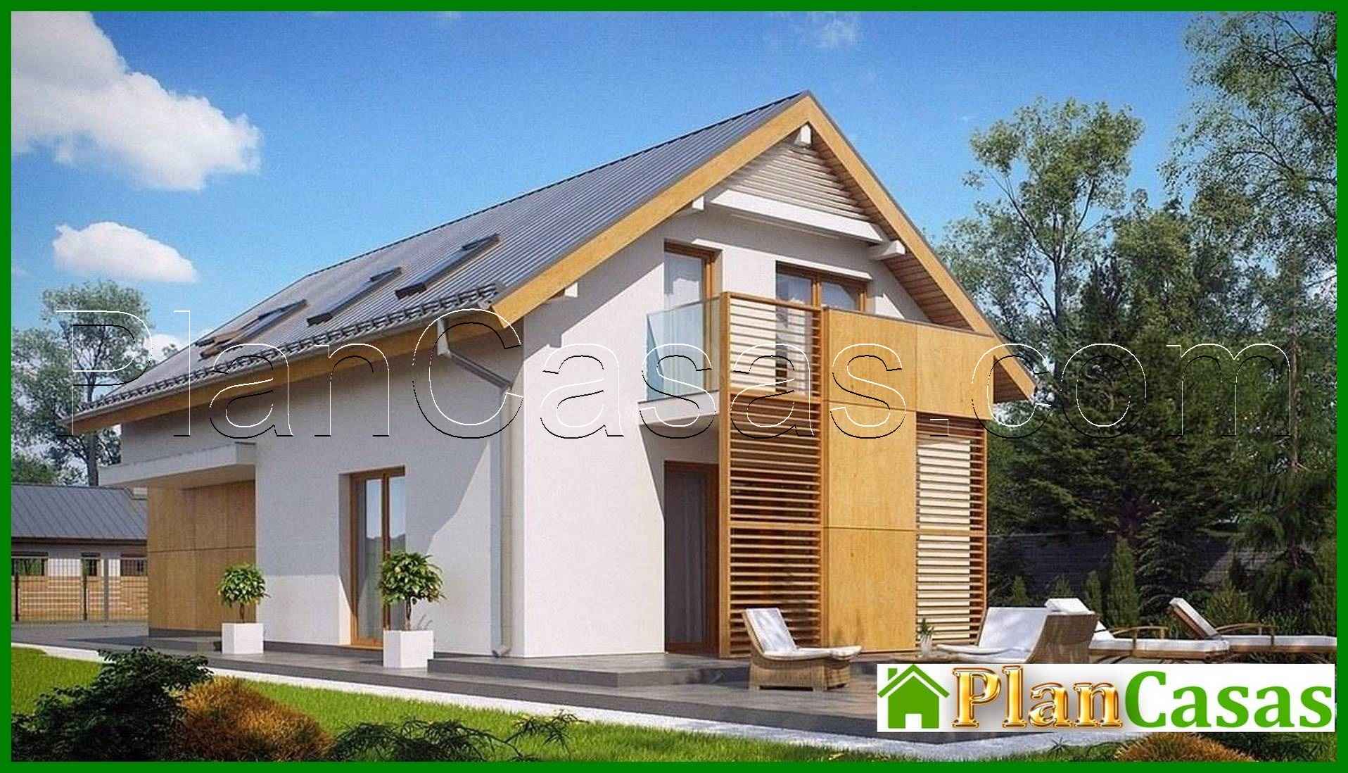 Project of a house with an attic and a garage for a narrow plot