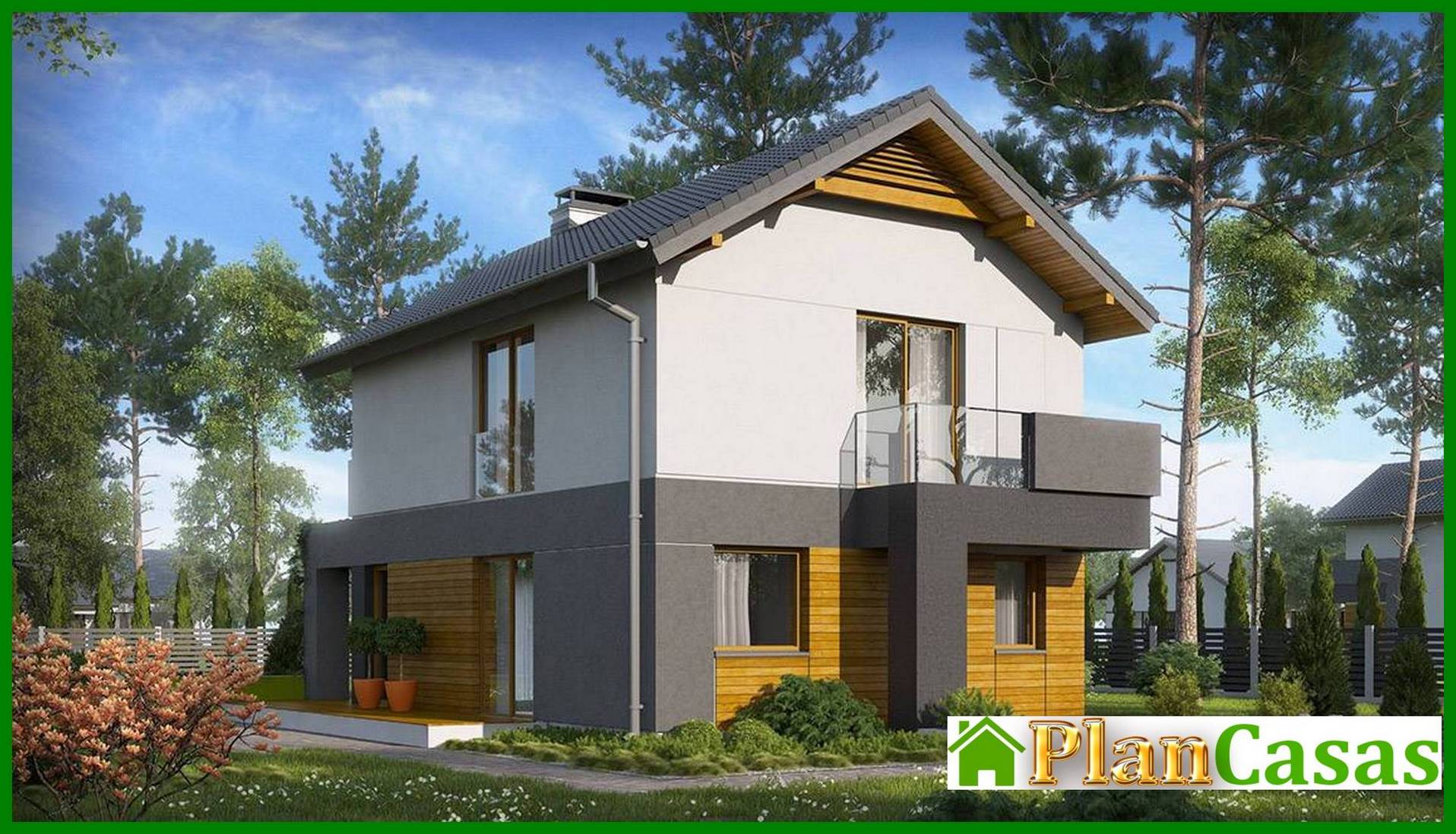 Galería de visualizaciones - Proyecto de una casa de campo de dos plantas para un terreno estrecho