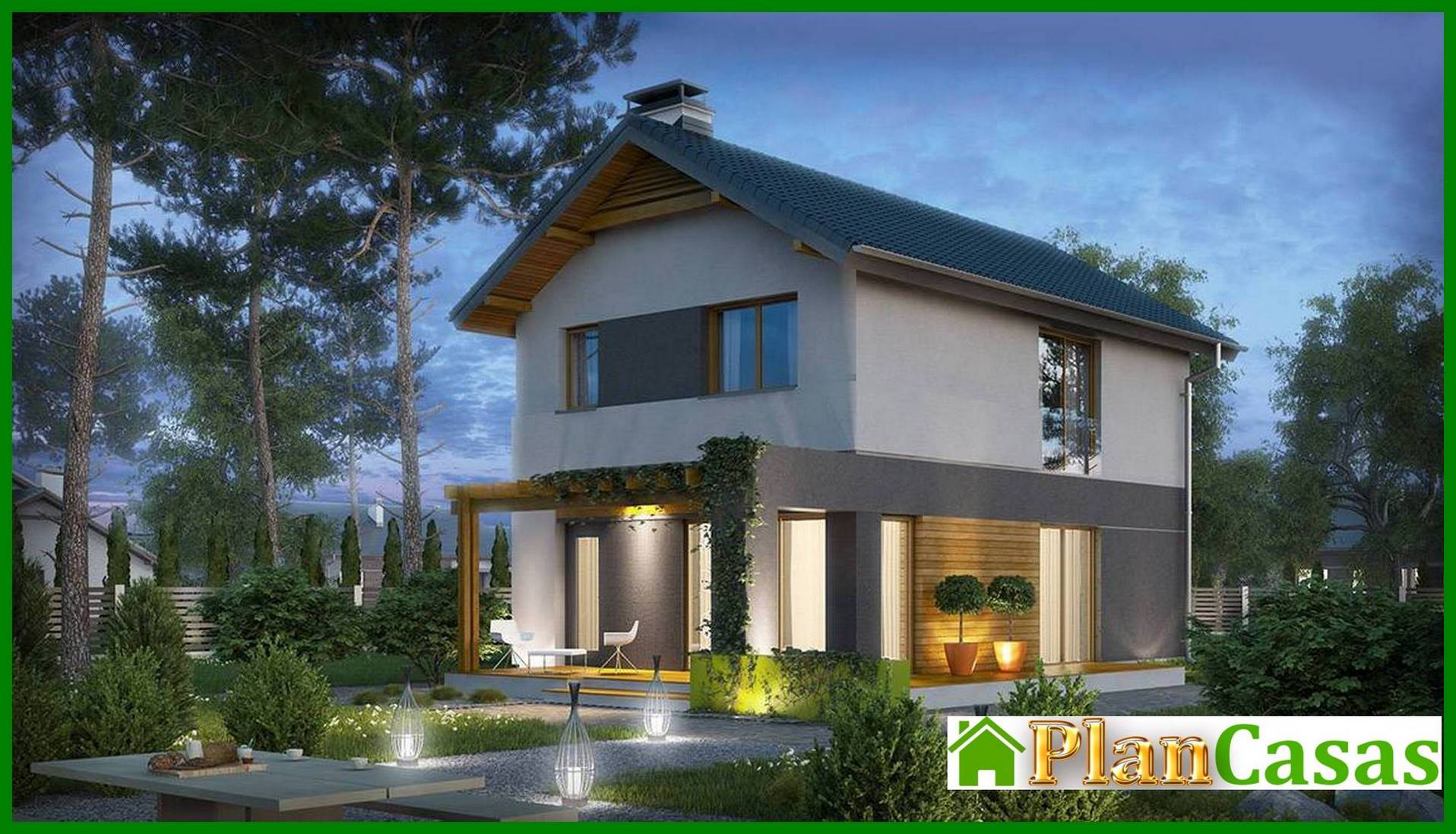 Proyecto de una casa de campo de dos plantas para un terreno estrecho