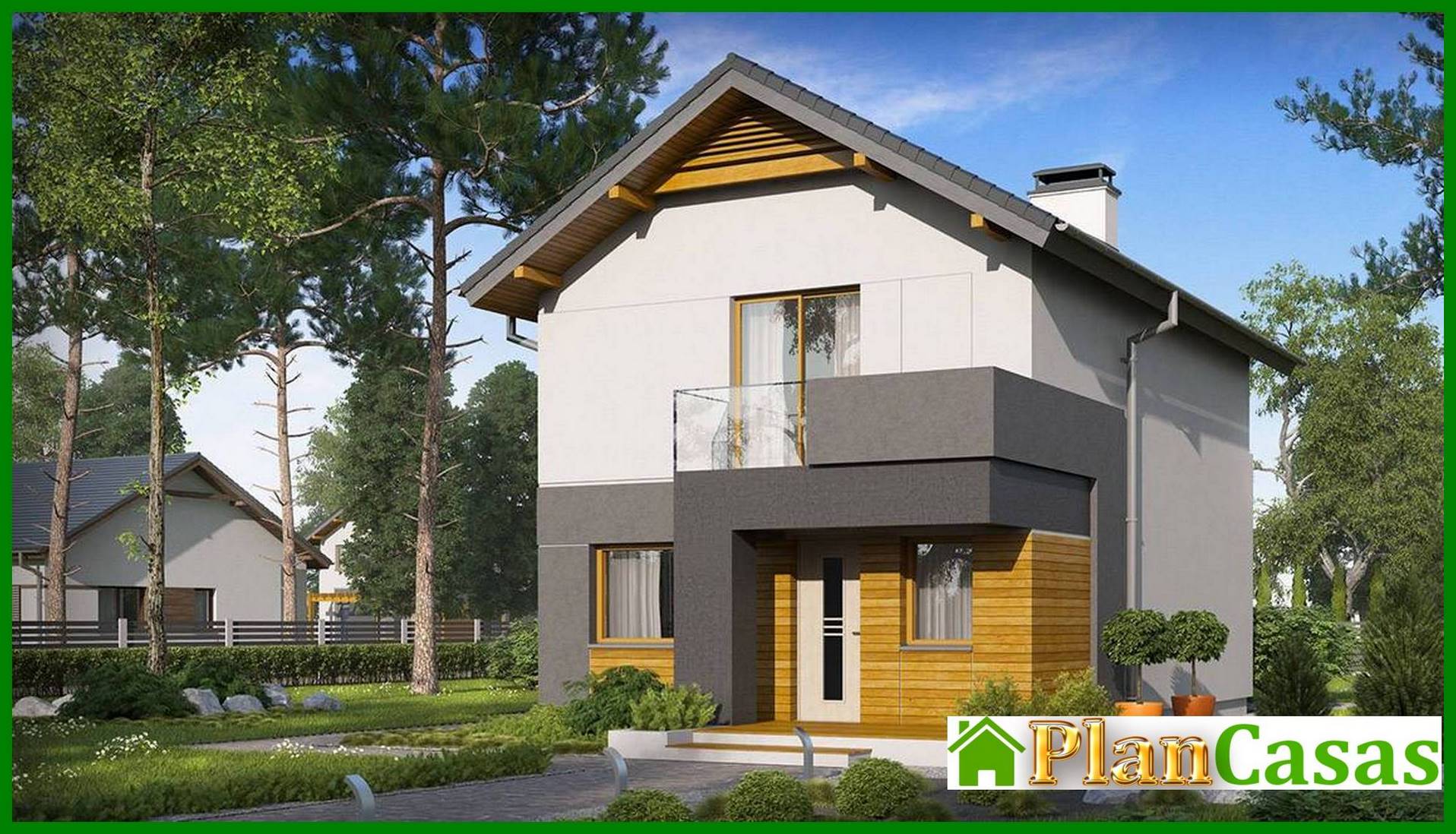 Galería de visualizaciones - Proyecto de una casa de campo de dos plantas para un terreno estrecho