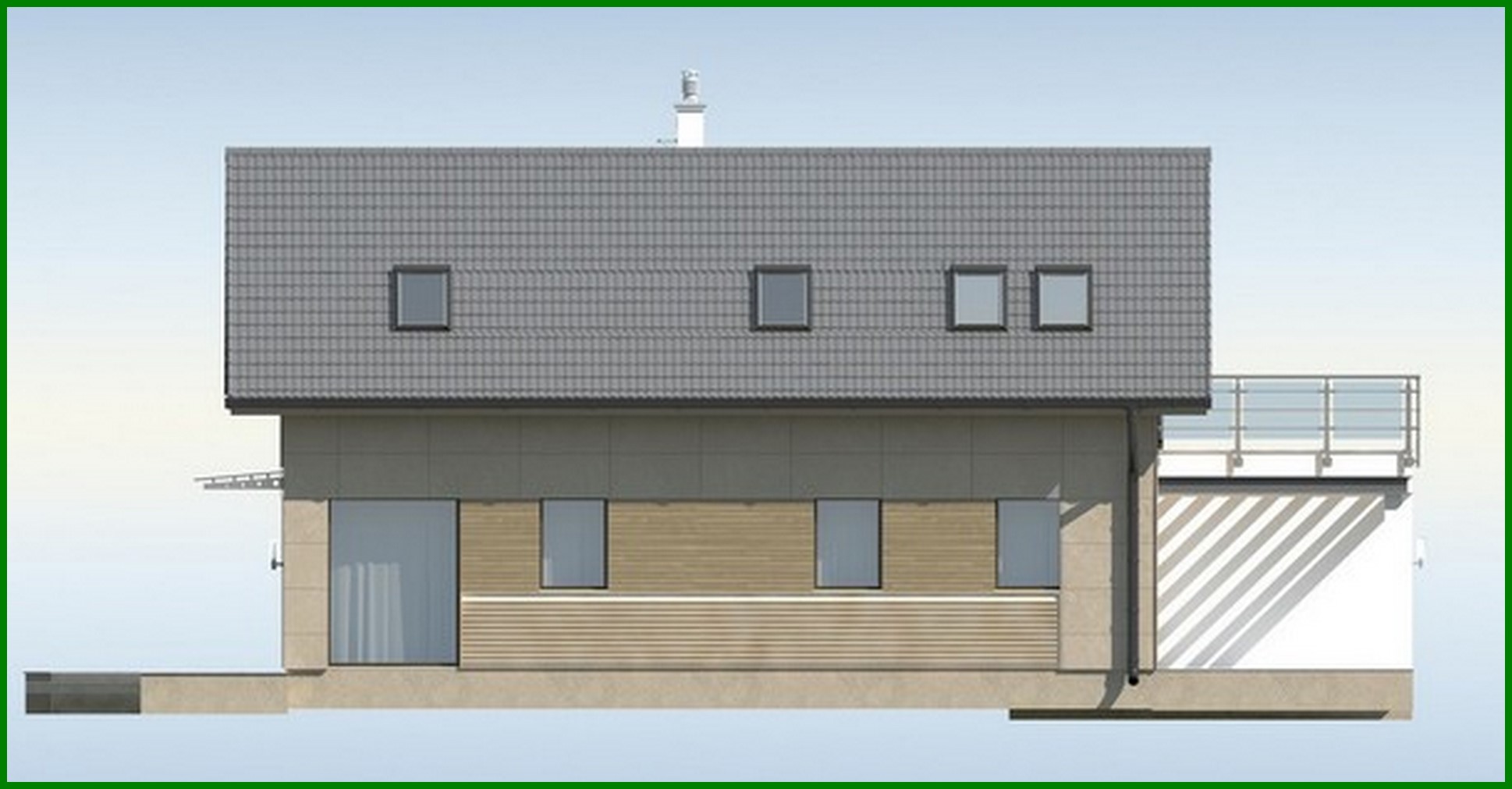 Galería de visualizaciones - Proyecto de una casa para un terreno estrecho, con garaje y terraza encima