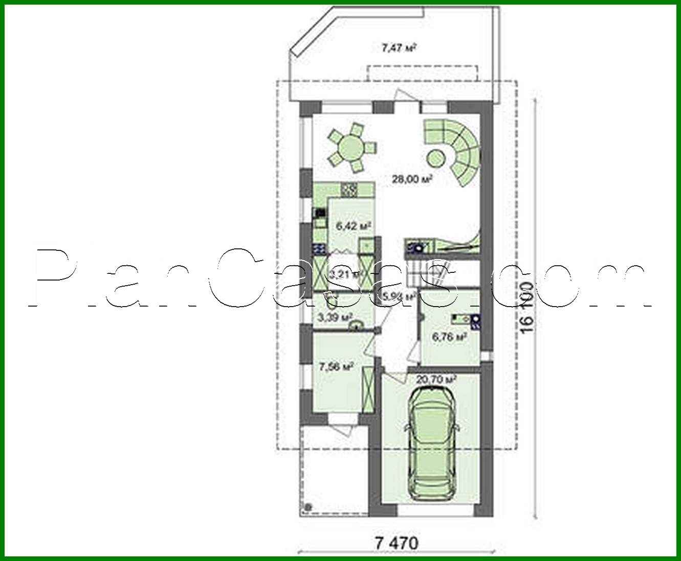 Galería de visualizaciones - Proyecto de una casa para un terreno estrecho, con garaje y terraza encima