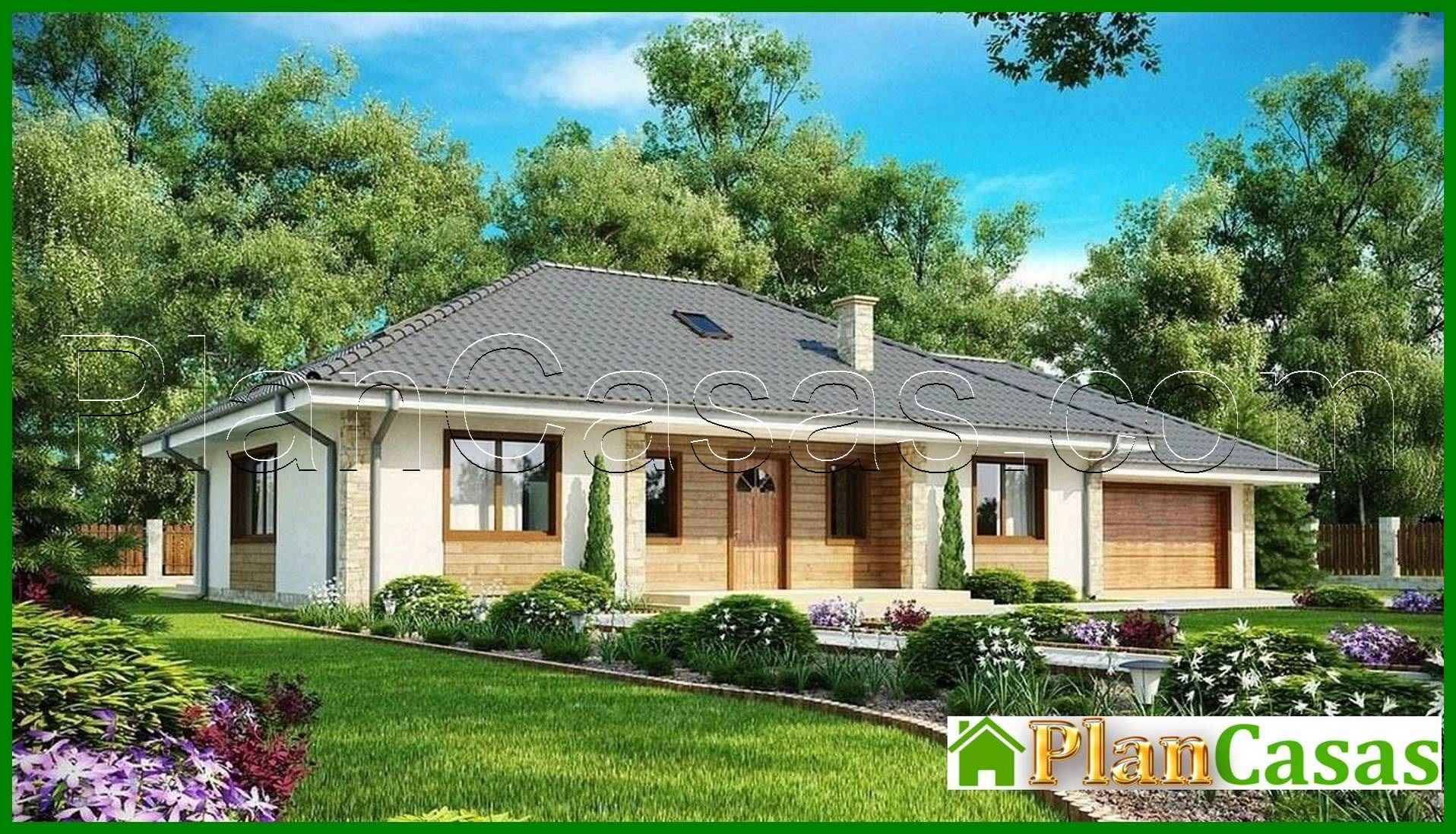 Galería de visualizaciones - Proyecto de casa de una planta con un gran garaje