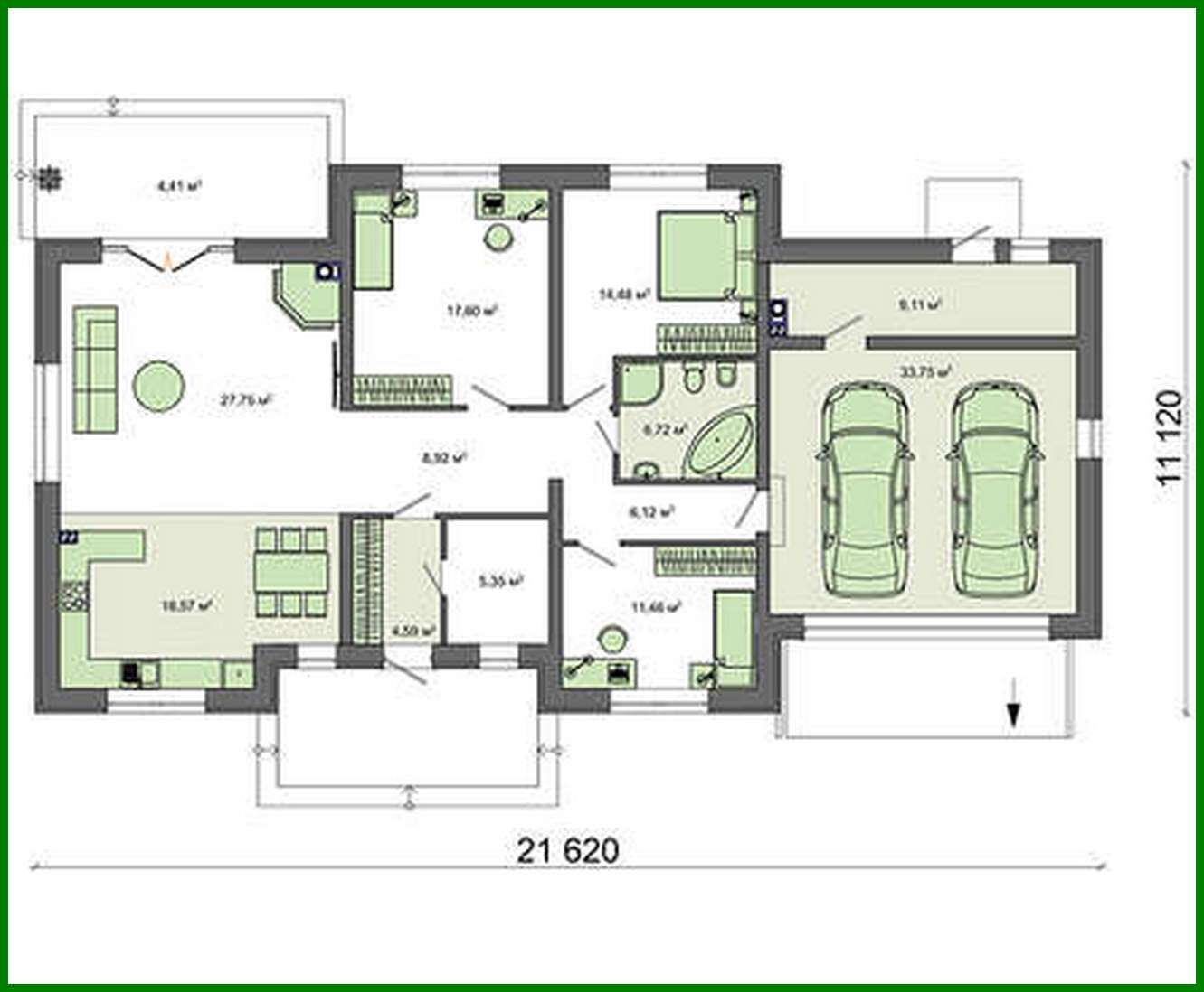 Galería de visualizaciones - Proyecto de casa de una planta con un gran garaje