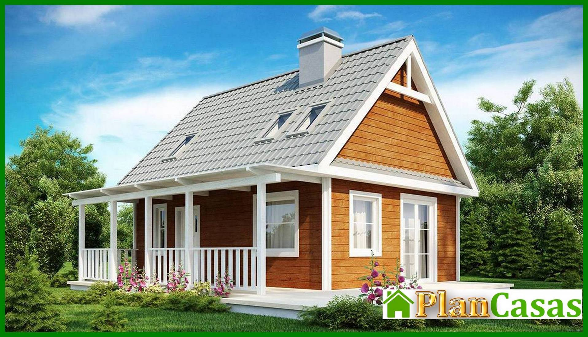 Galería de visualizaciones - Proyecto de una casa de campo pequeña con terraza frontal