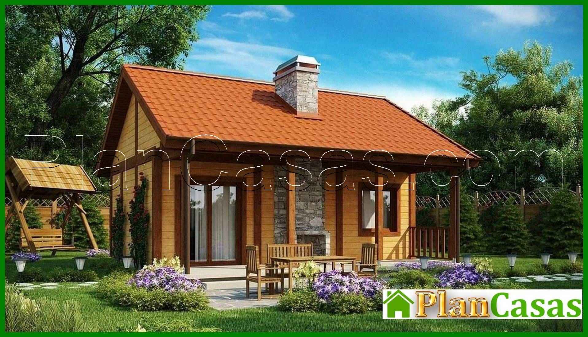 The project of a small budget one-story house with a wooden facade