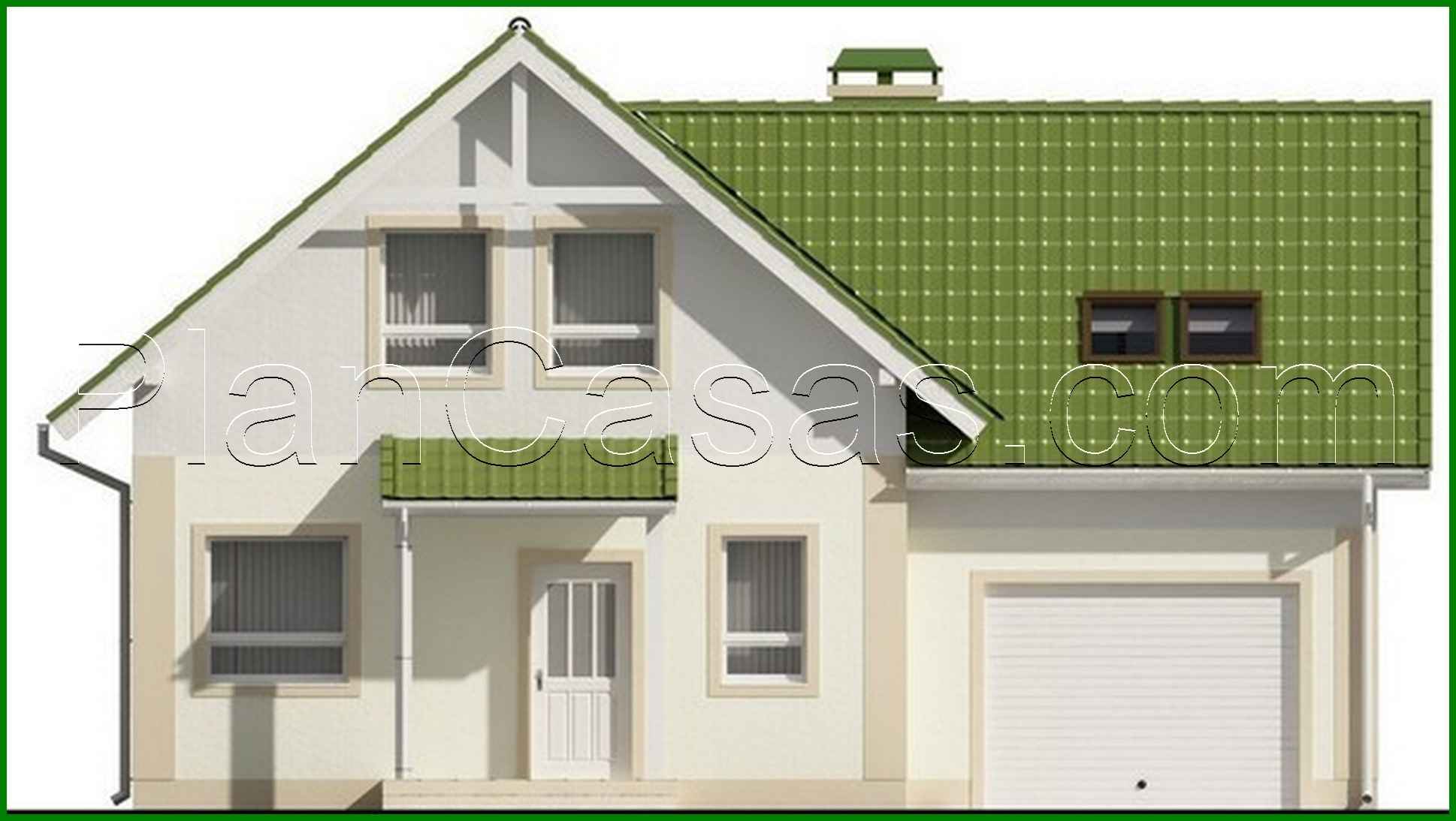 Visualization gallery - One-storey house project with attic, garage and green roof