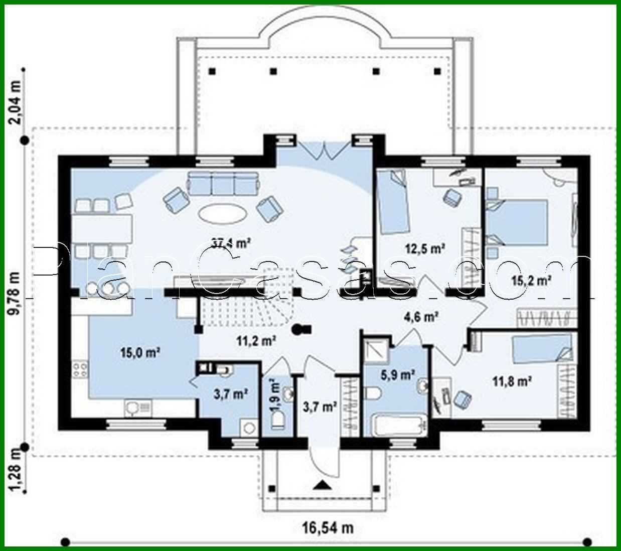 Galería de visualizaciones - Proyecto de una casa simétrica de una planta
