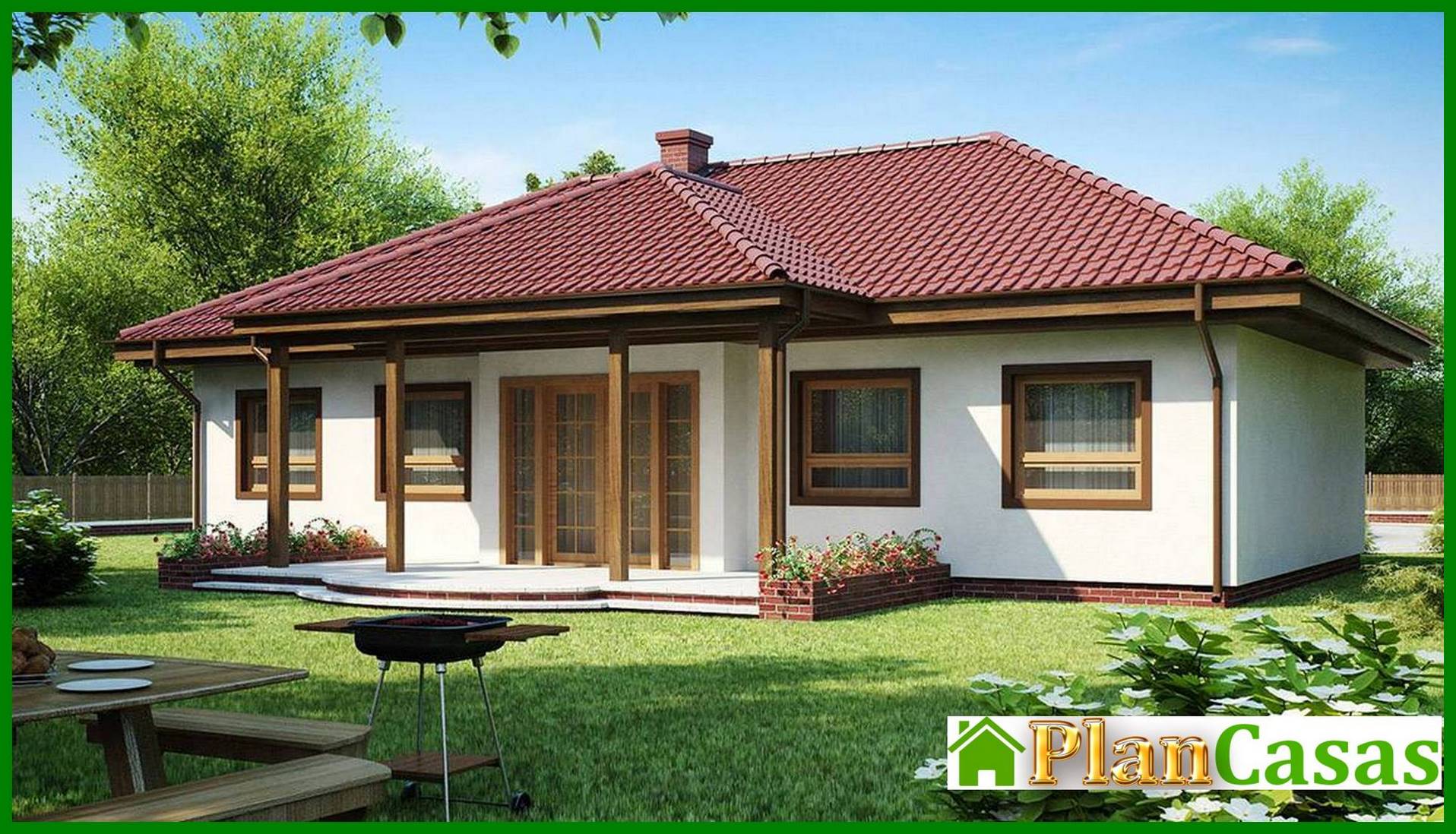 Galería de visualizaciones - Proyecto de una casa simétrica de una planta