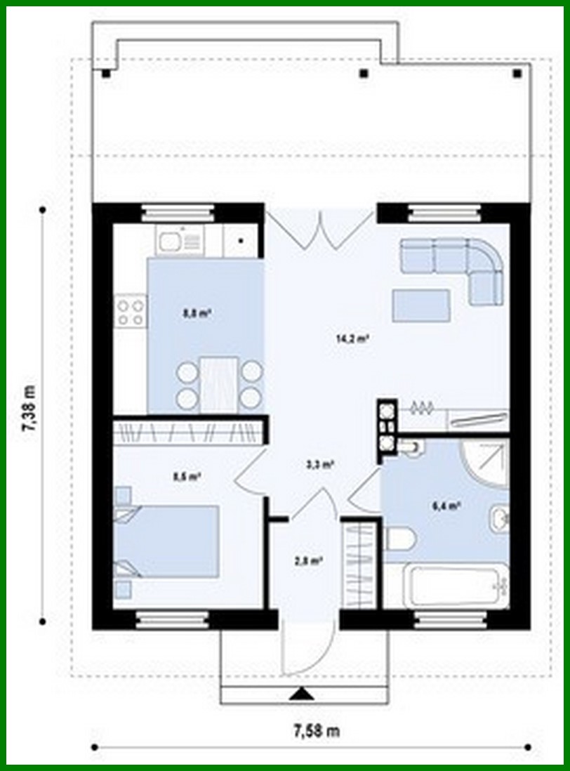 Galería de visualizaciones - Proyecto de una casa pequeña con terraza cubierta