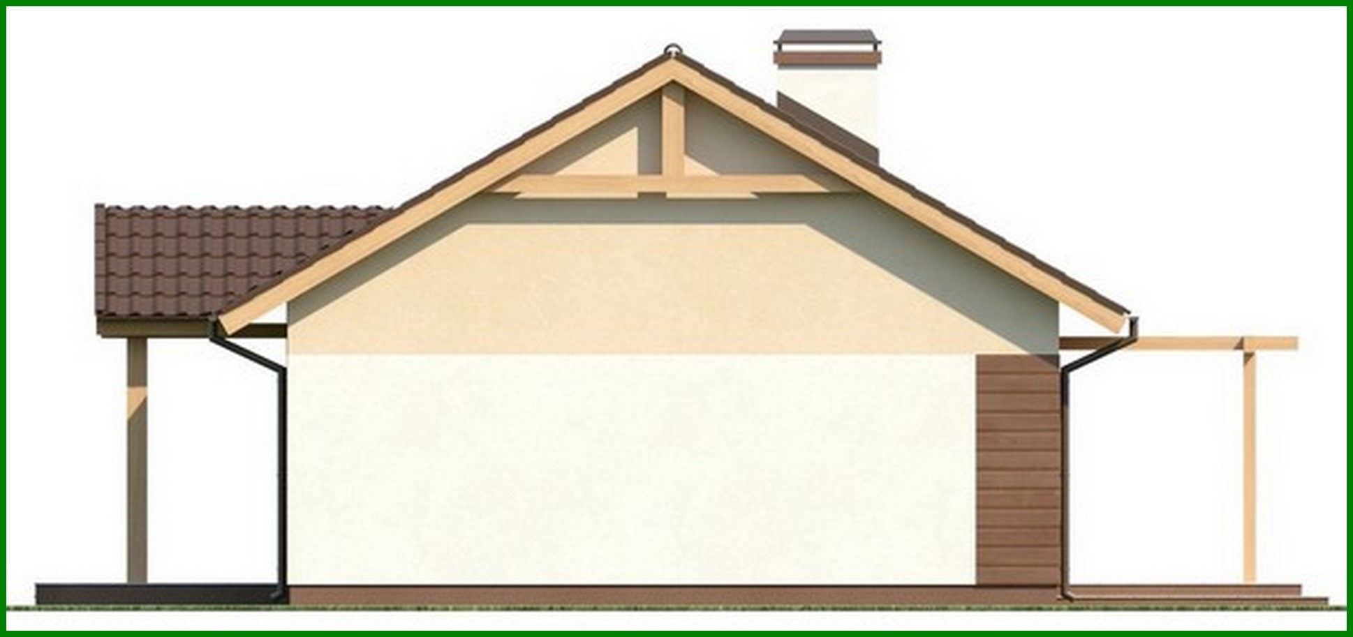 Galería de visualizaciones - Proyecto de una casa sencilla de una planta, de estilo clásico con techo a dos aguas